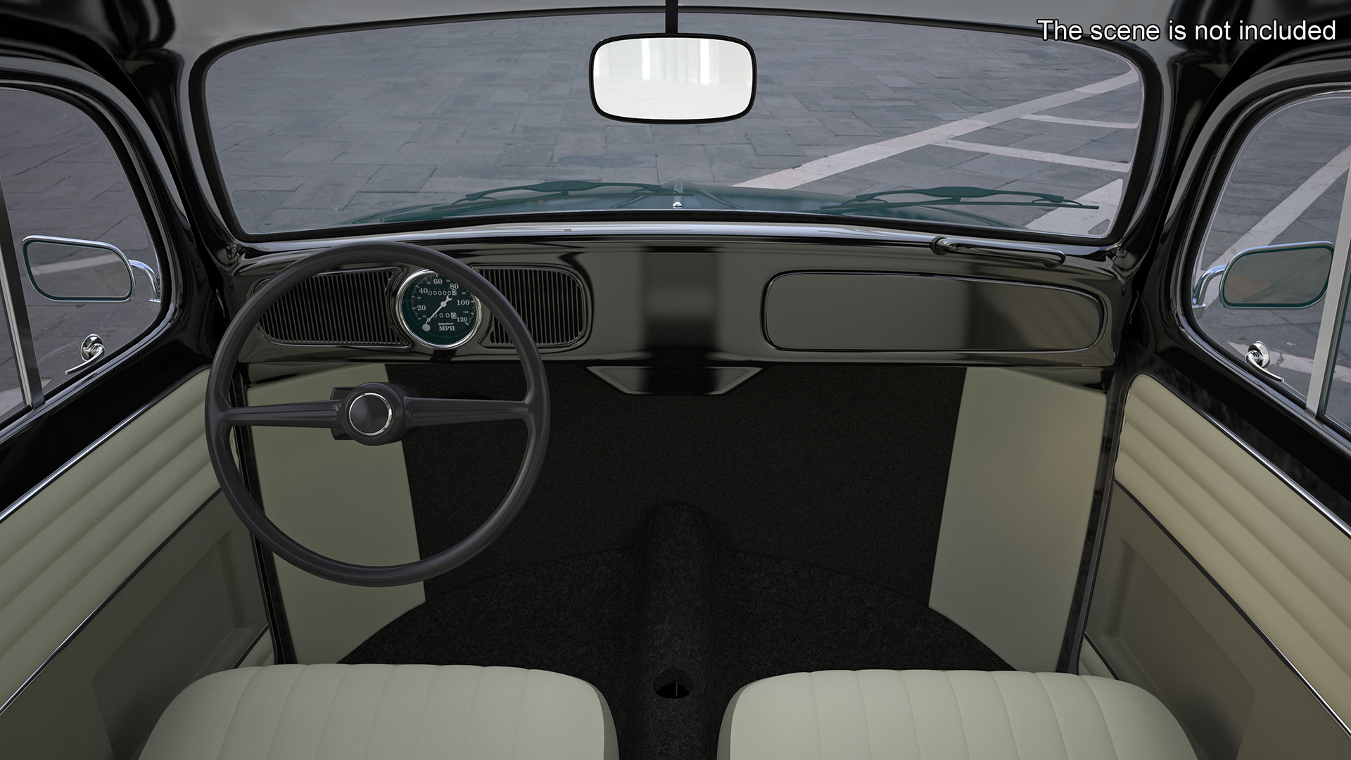 3D Vintage Volkswagen Beetle Simple Interior