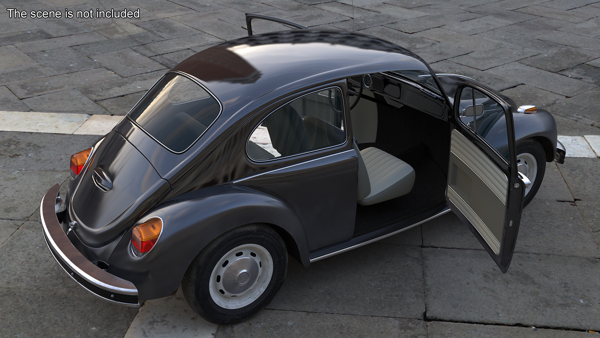 3D Vintage Volkswagen Beetle Simple Interior