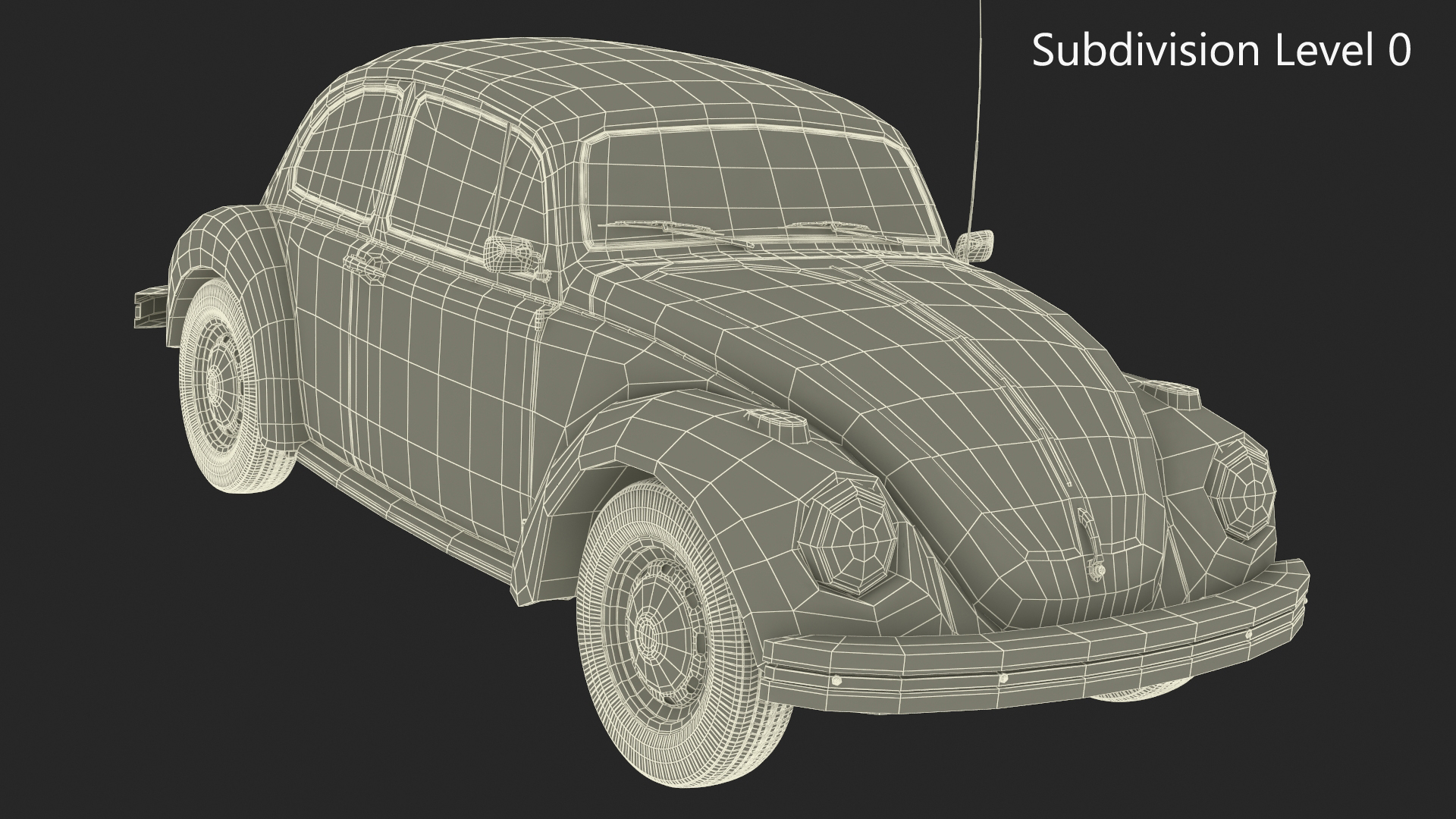3D Vintage Volkswagen Beetle Simple Interior