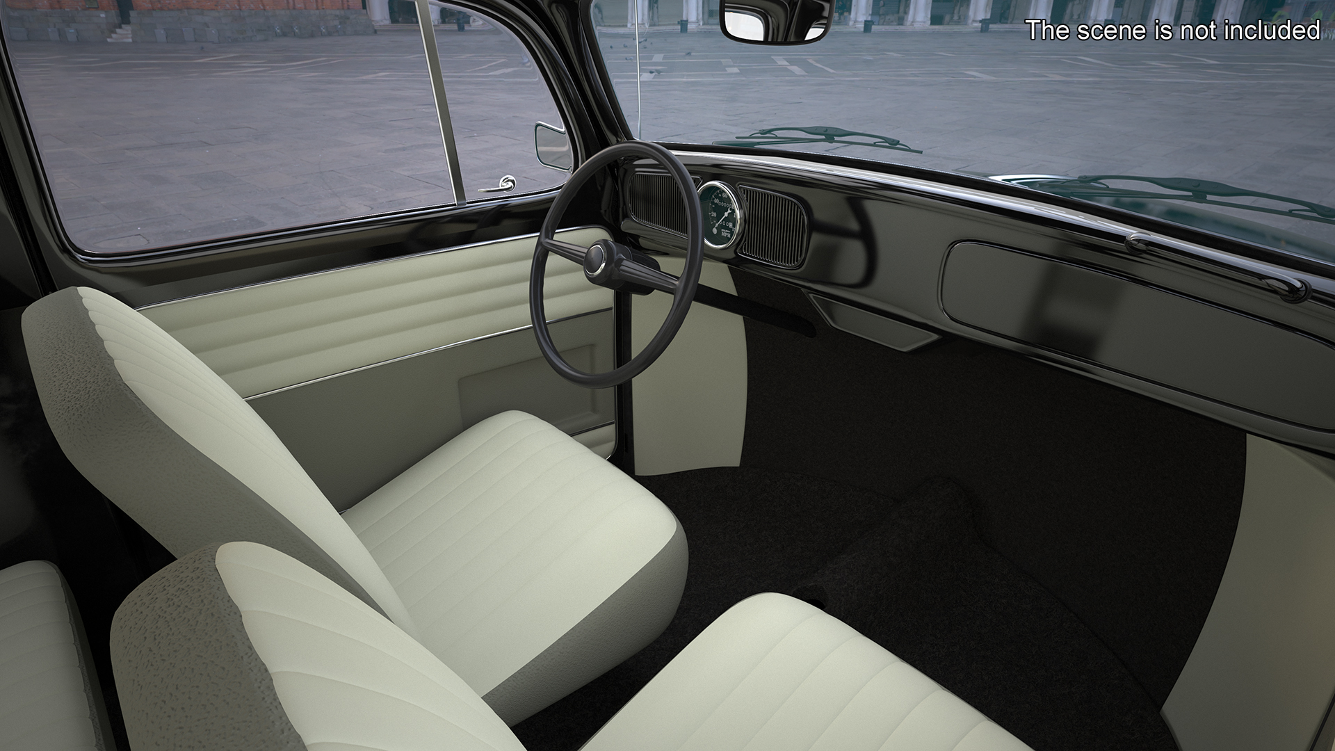3D Vintage Volkswagen Beetle Simple Interior