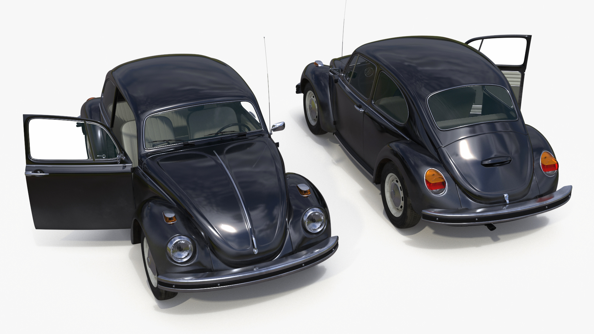 3D Vintage Volkswagen Beetle Simple Interior