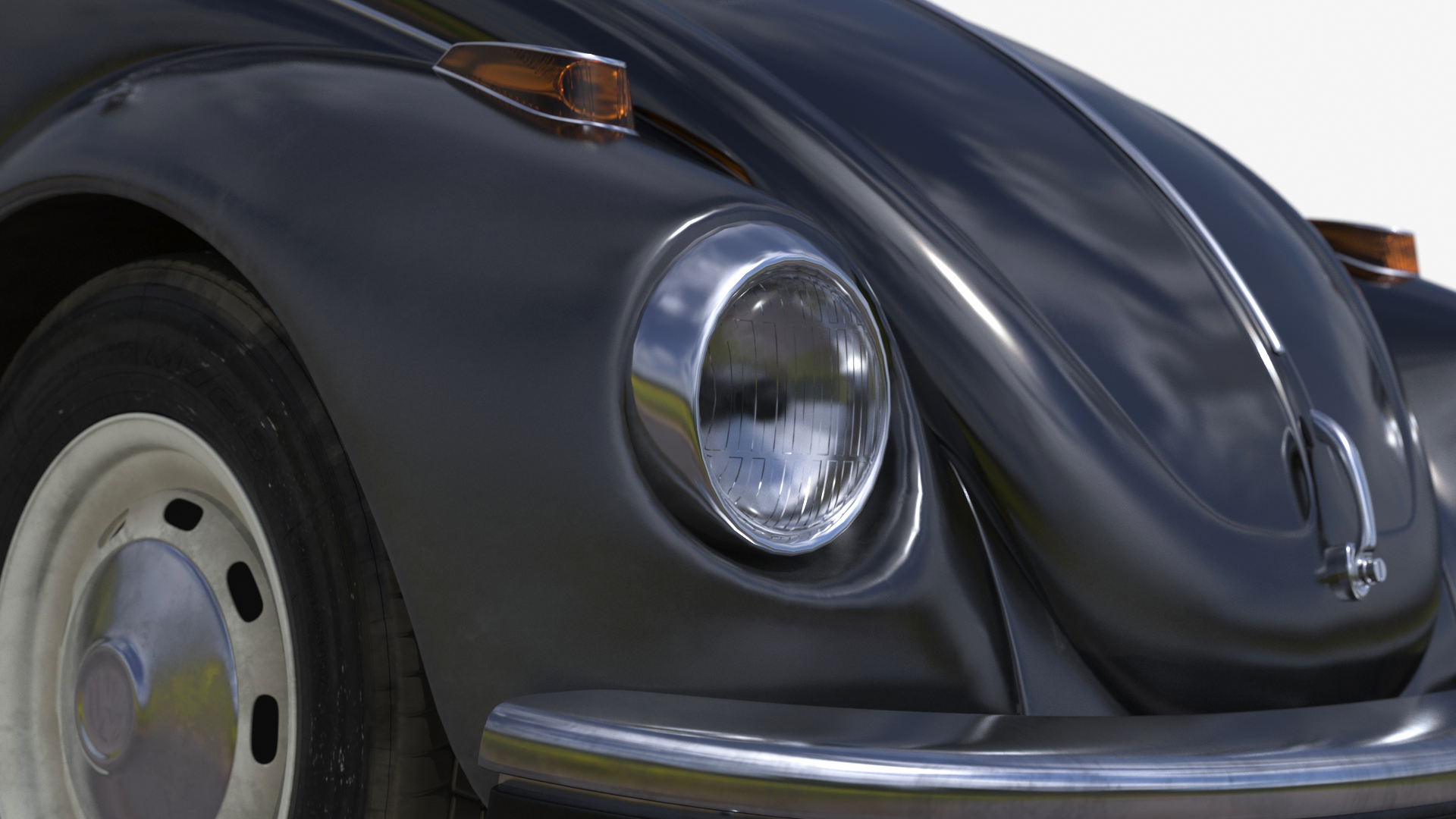 3D Vintage Volkswagen Beetle Simple Interior
