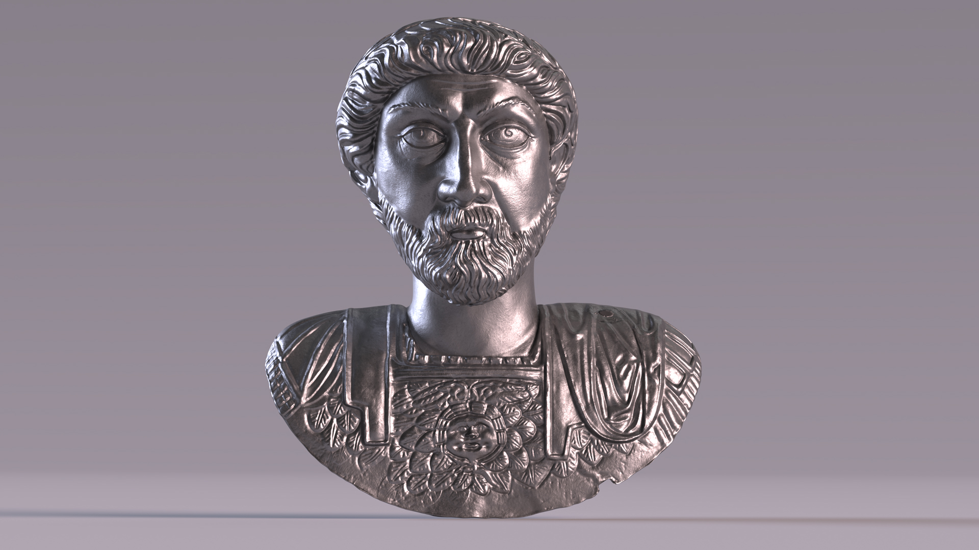 Ancient Emperor Bust Silver 3D