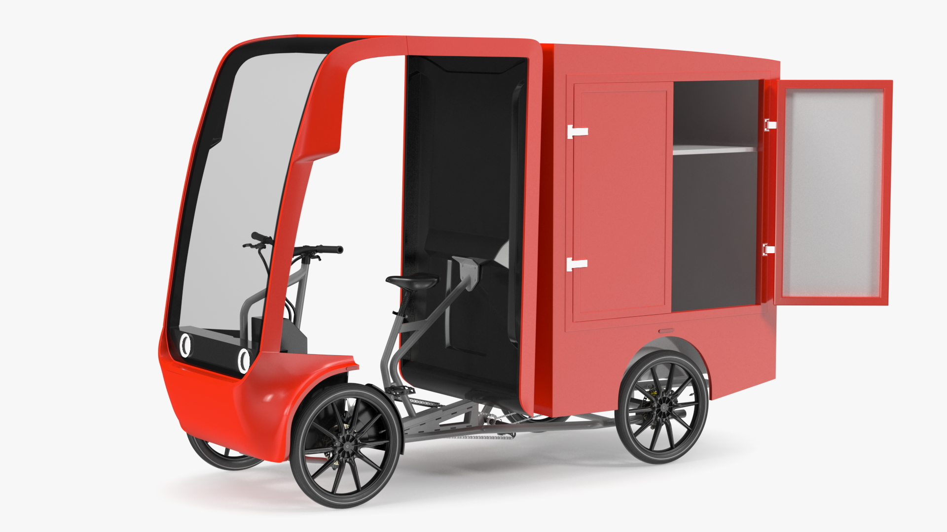 Electric Delivery Bike Red Rigged for Maya 3D