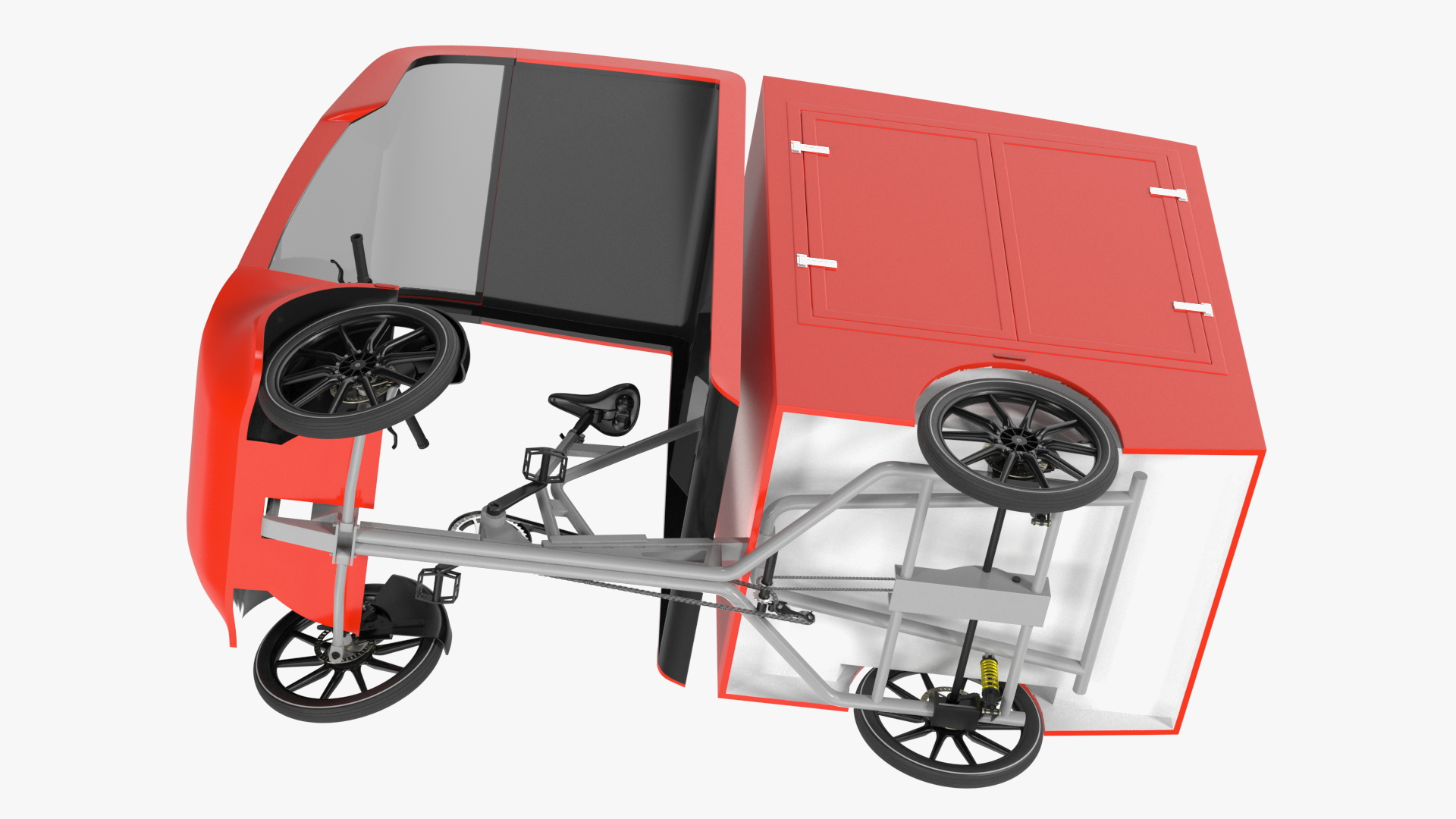 Electric Delivery Bike Red Rigged for Maya 3D