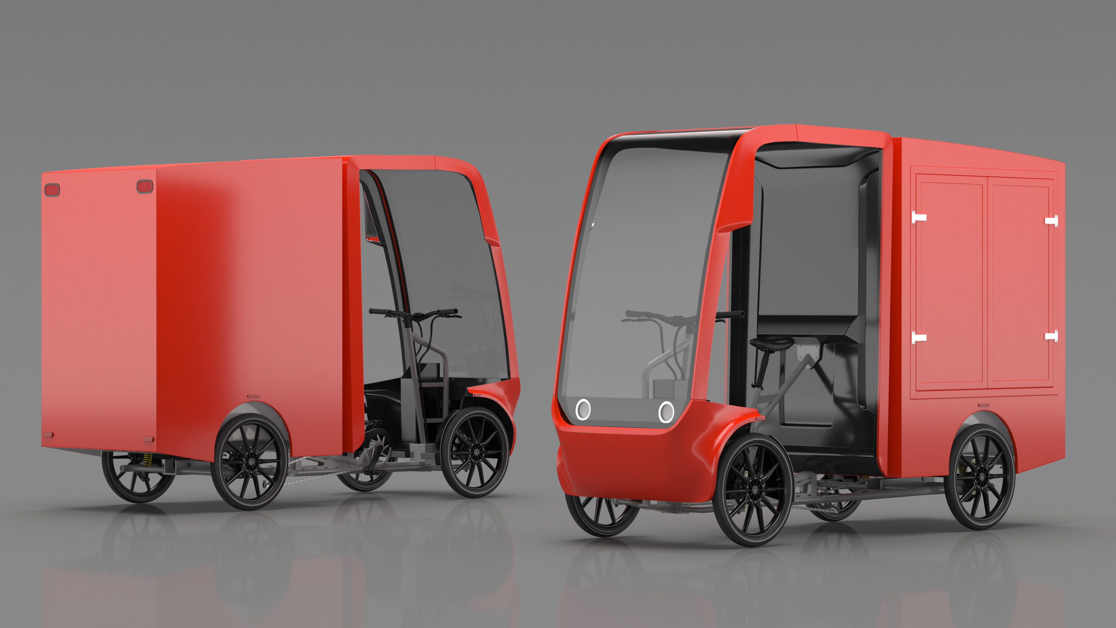 Electric Delivery Bike Red Rigged for Maya 3D