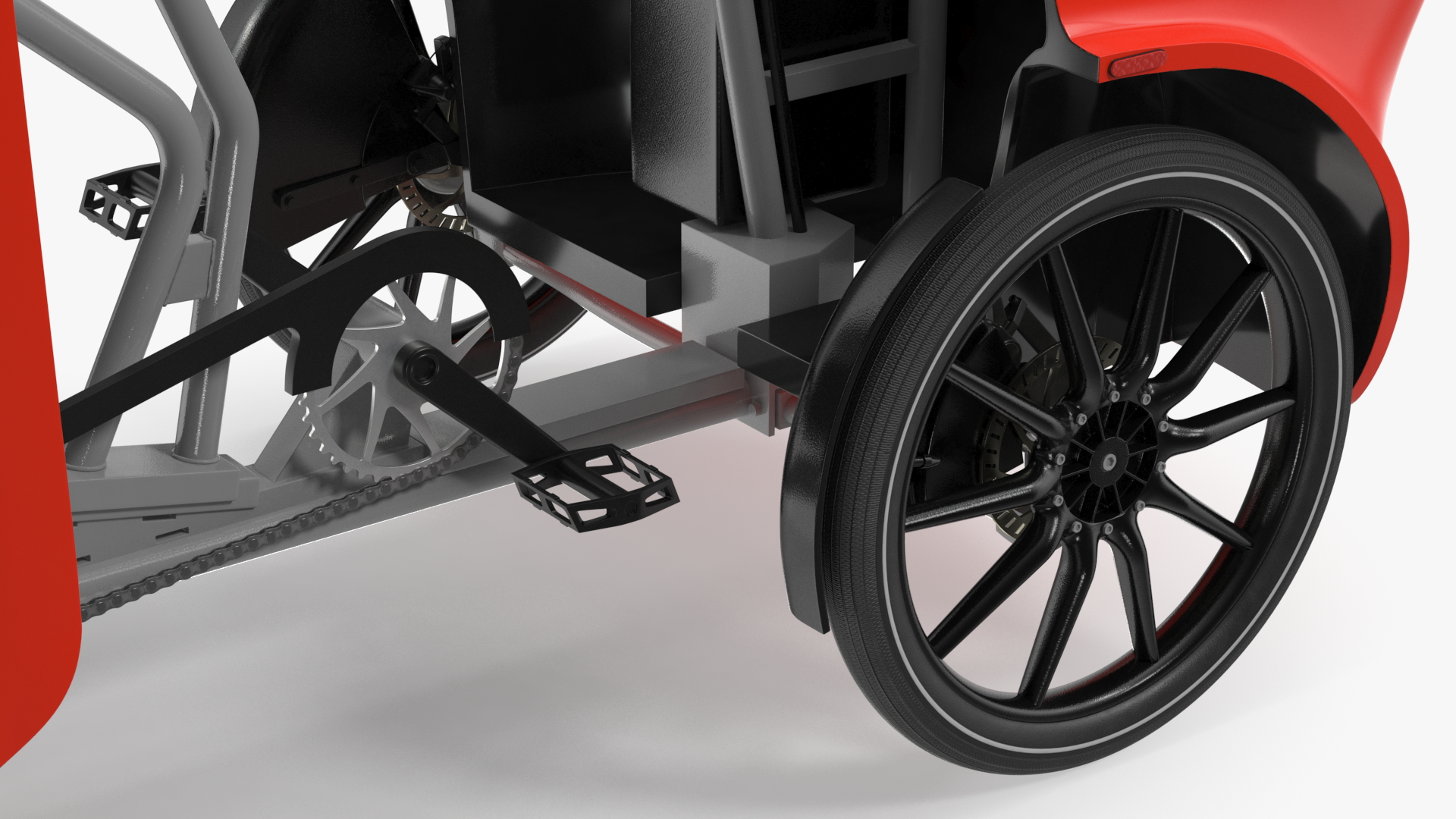 Electric Delivery Bike Red Rigged for Maya 3D