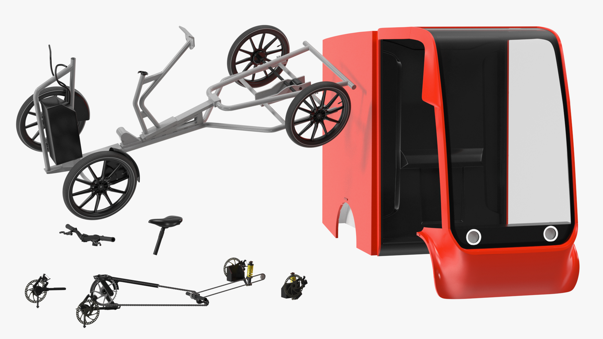 Electric Delivery Bike Red Rigged for Maya 3D