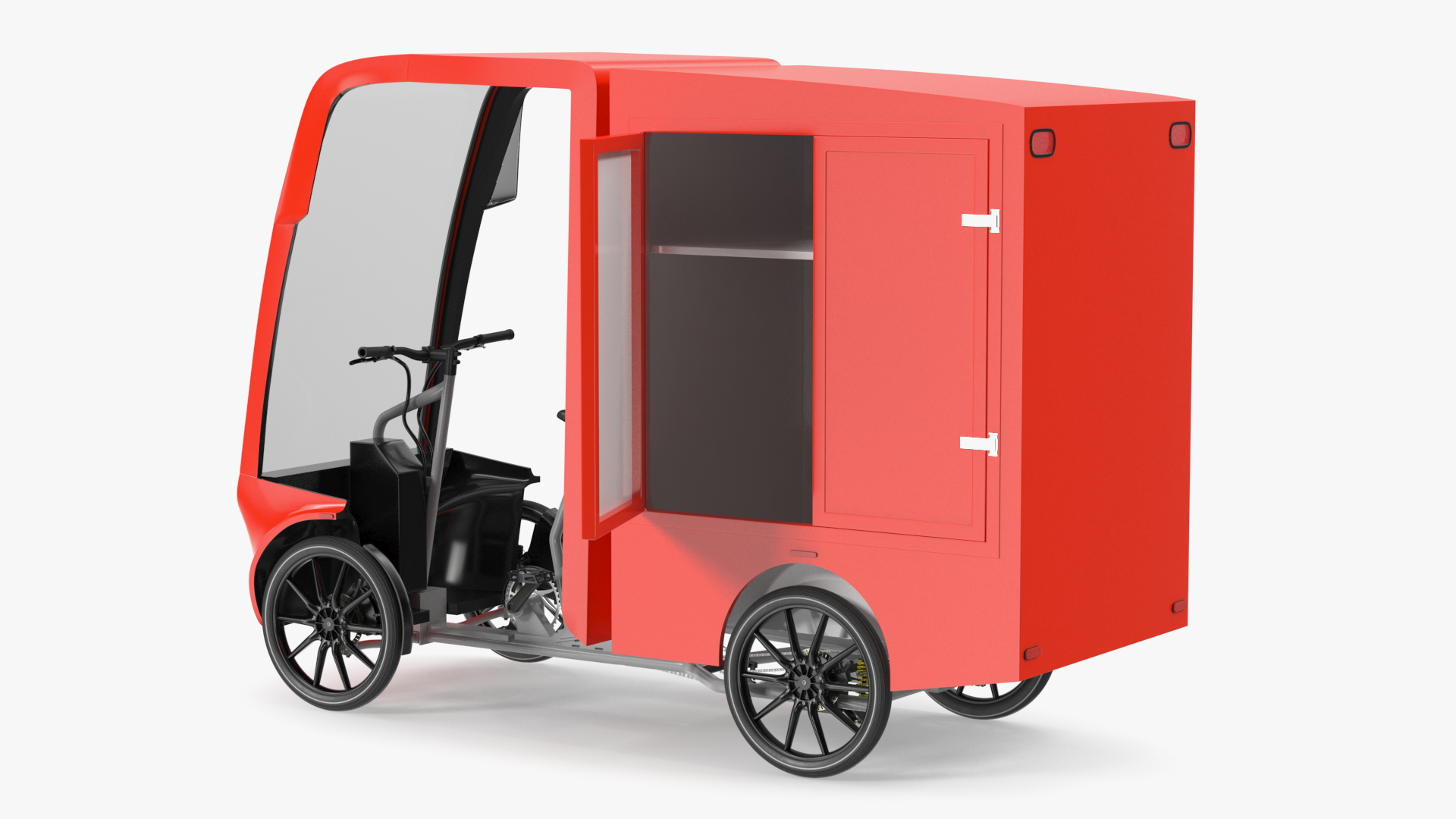 Electric Delivery Bike Red Rigged for Maya 3D