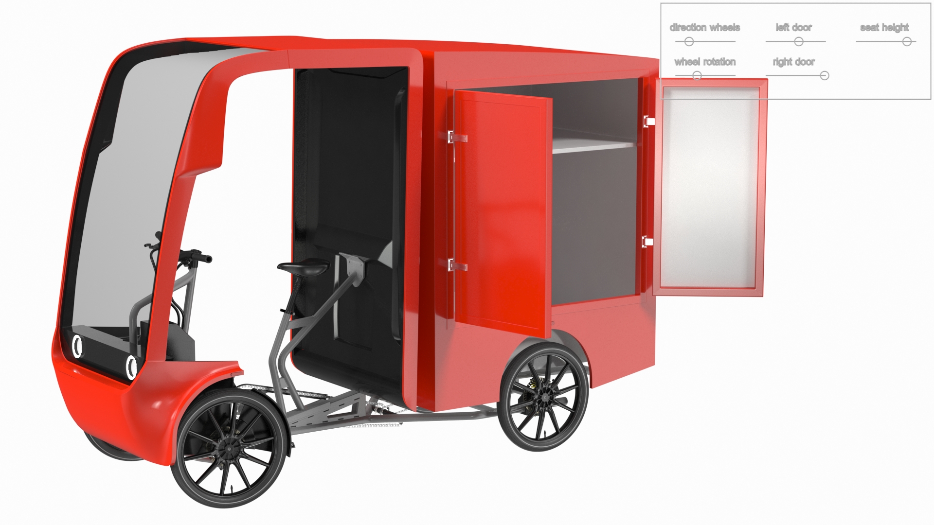 Electric Delivery Bike Red Rigged for Maya 3D