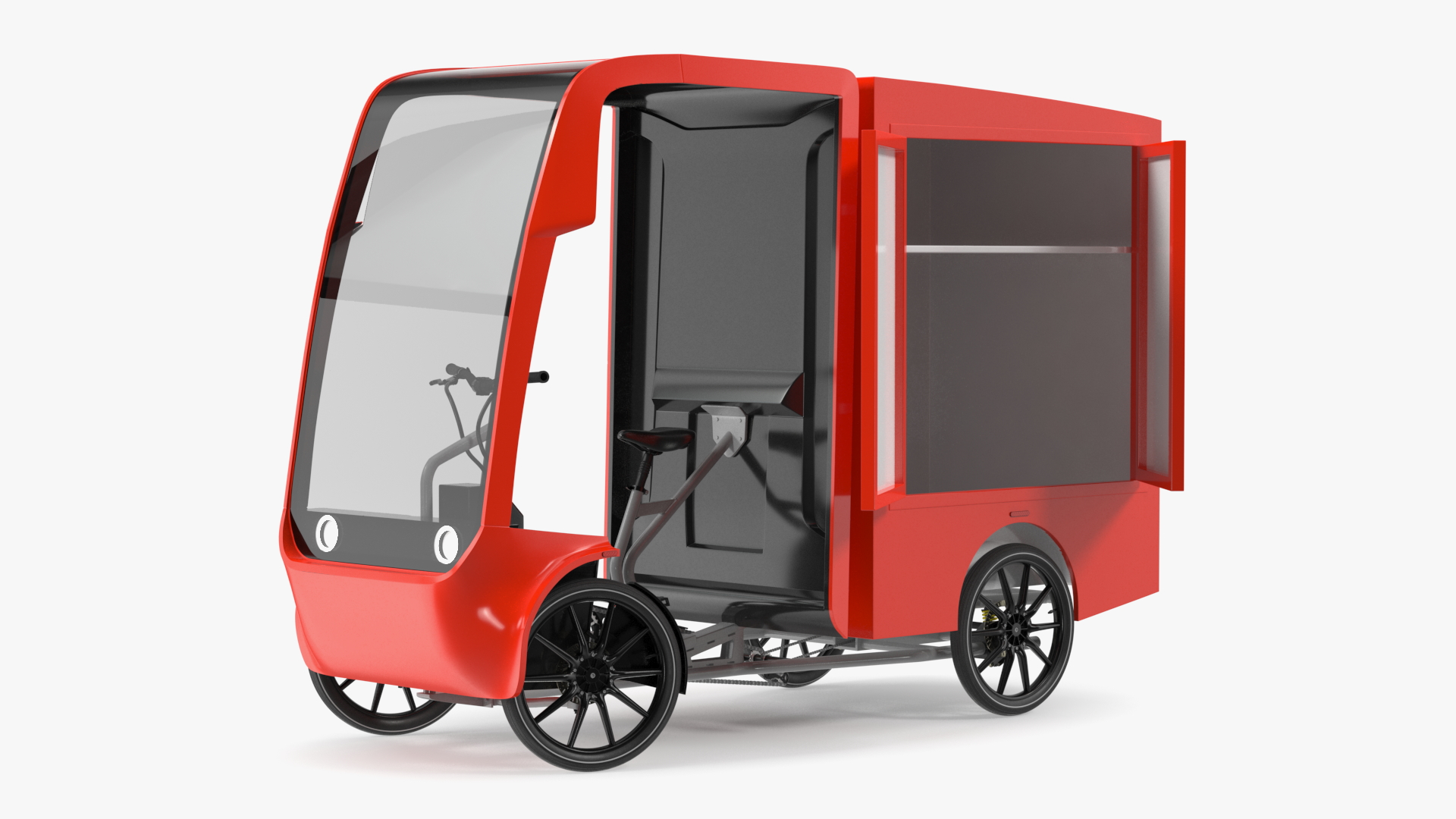 Electric Delivery Bike Red Rigged for Maya 3D