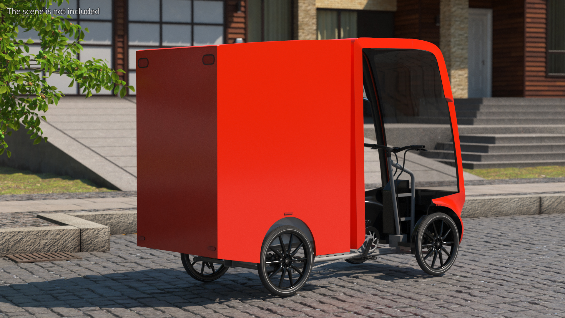 Electric Delivery Bike Red Rigged for Maya 3D