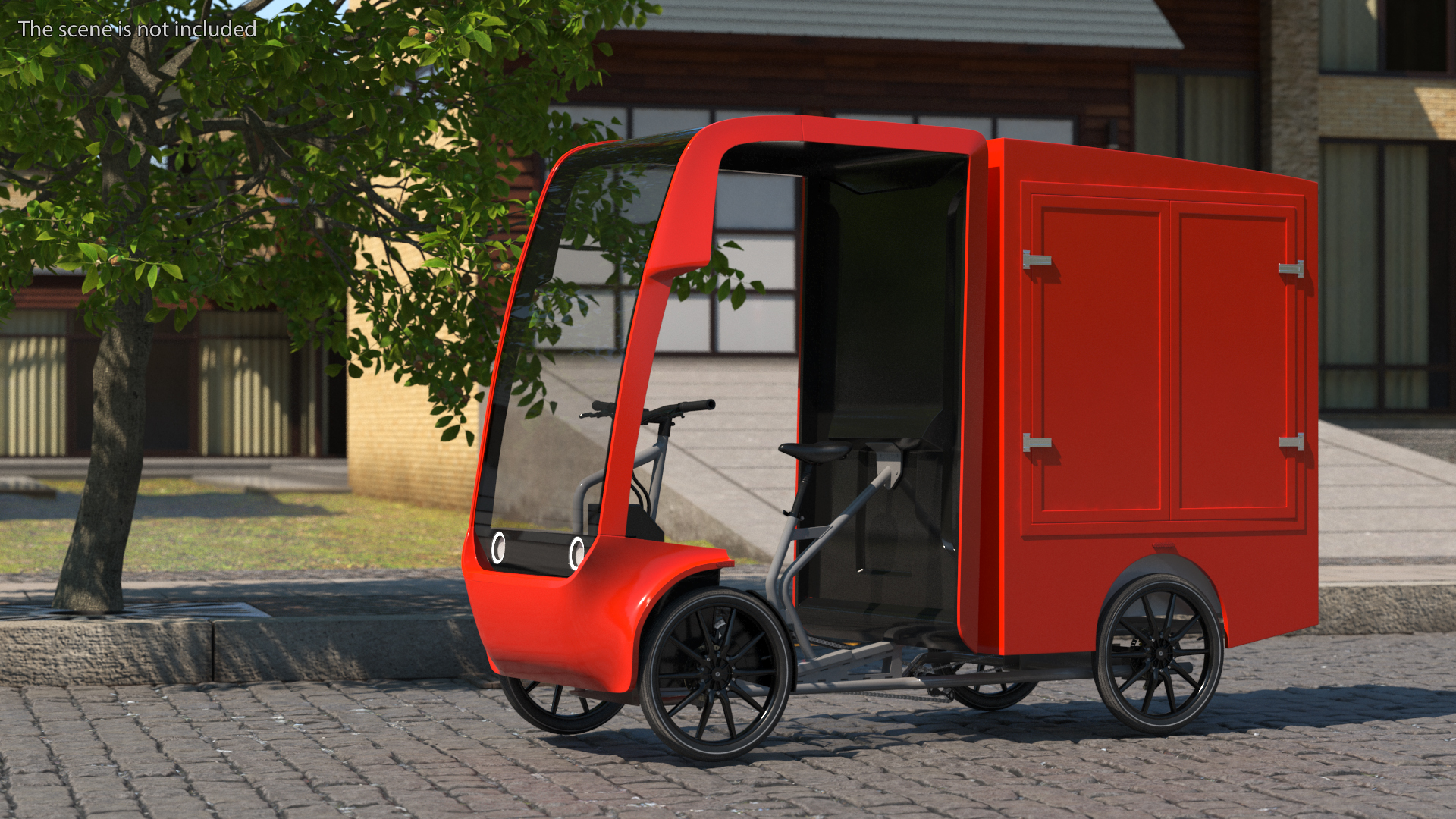Electric Delivery Bike Red Rigged for Maya 3D