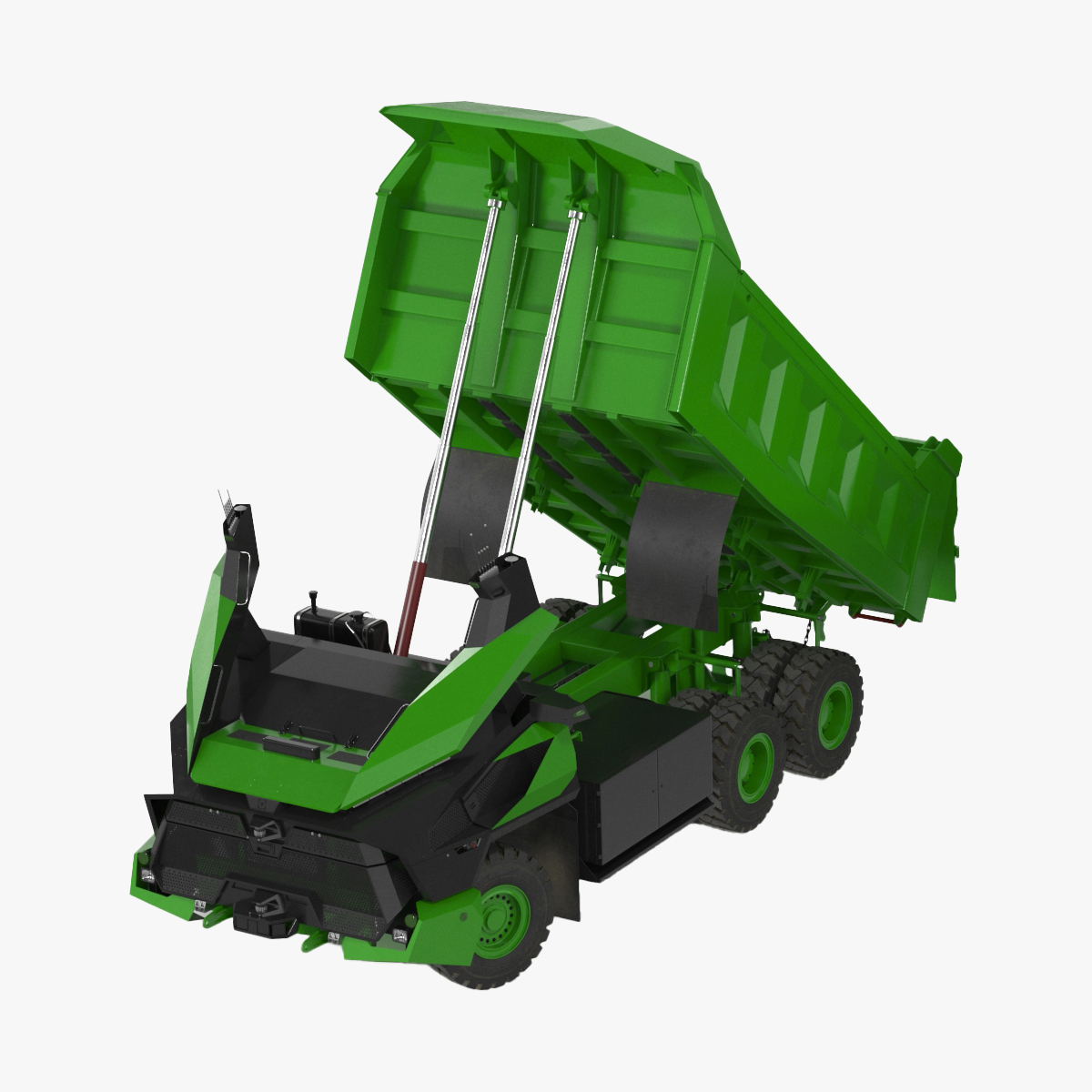 Electric Autonomous Mining Truck Green Rigged for Cinema 4D 3D model