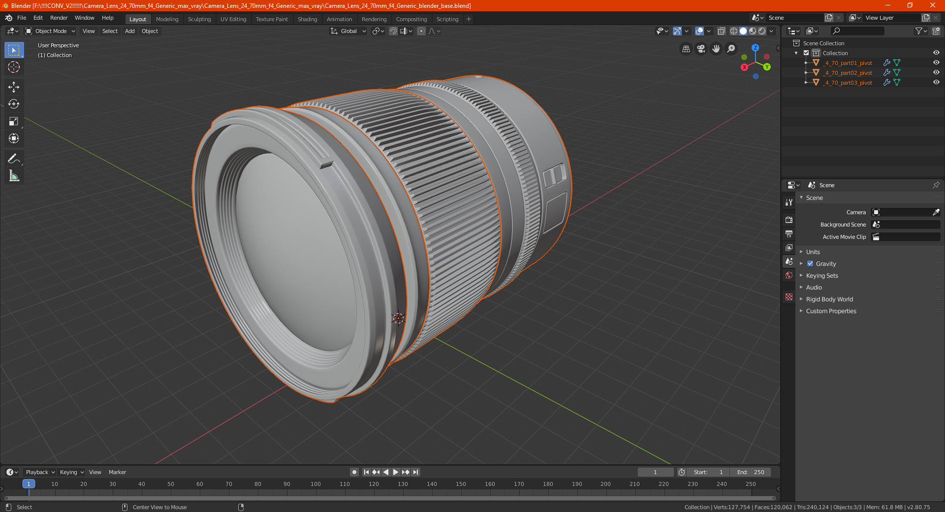 3D model Camera Lens 24 70mm f4 Generic