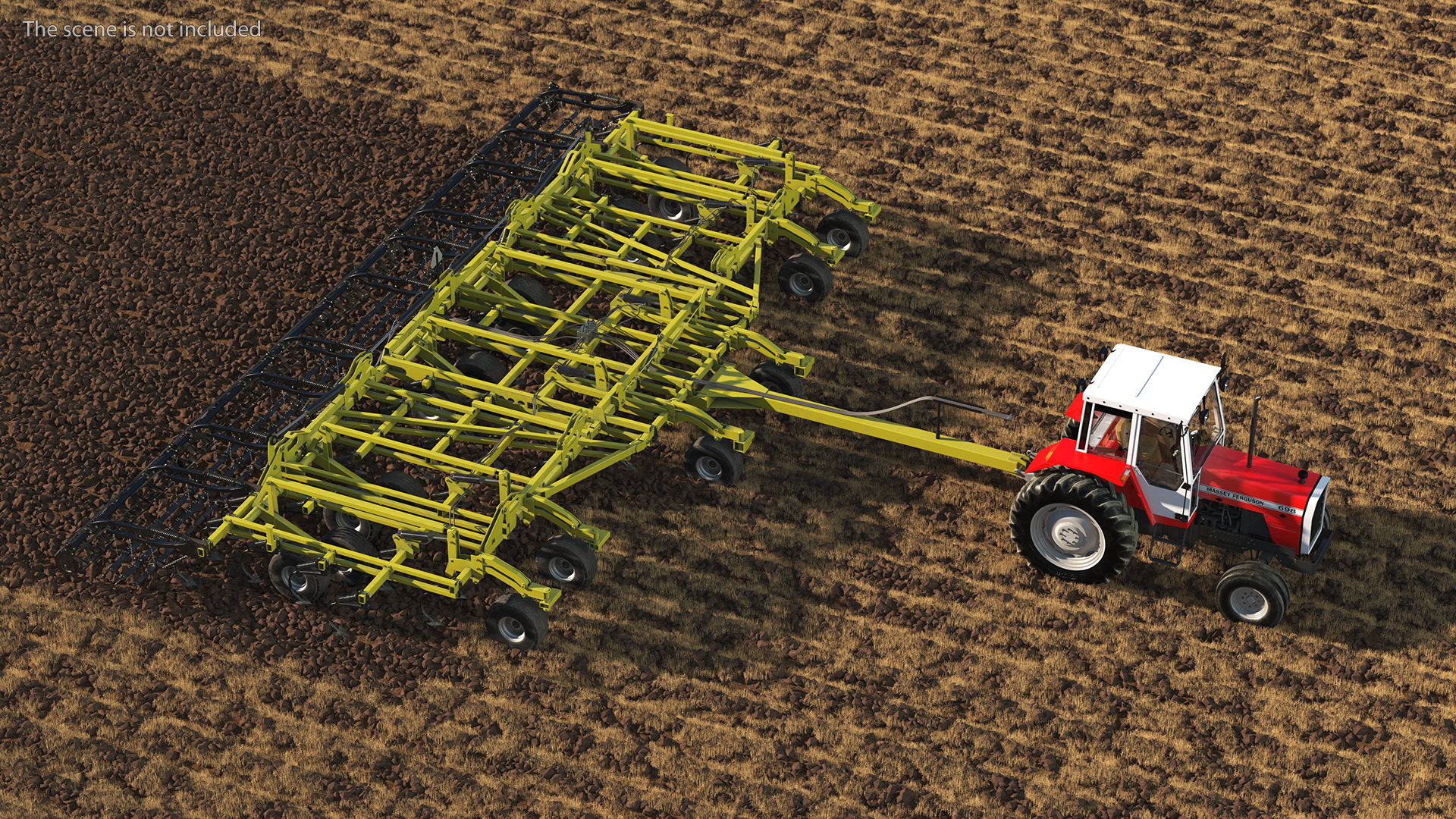Vintage Tractor Ferguson 698 with Seedbed Cultivator 3D