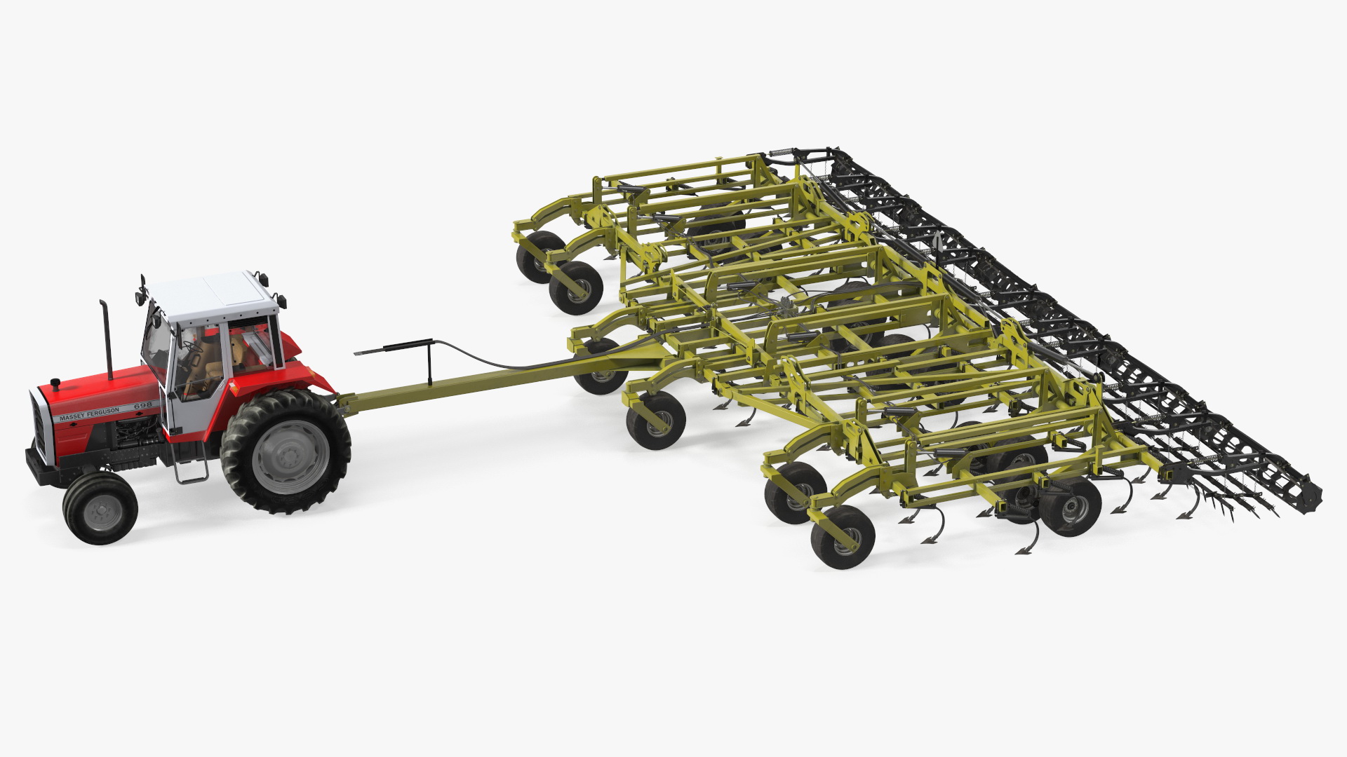 Vintage Tractor Ferguson 698 with Seedbed Cultivator 3D