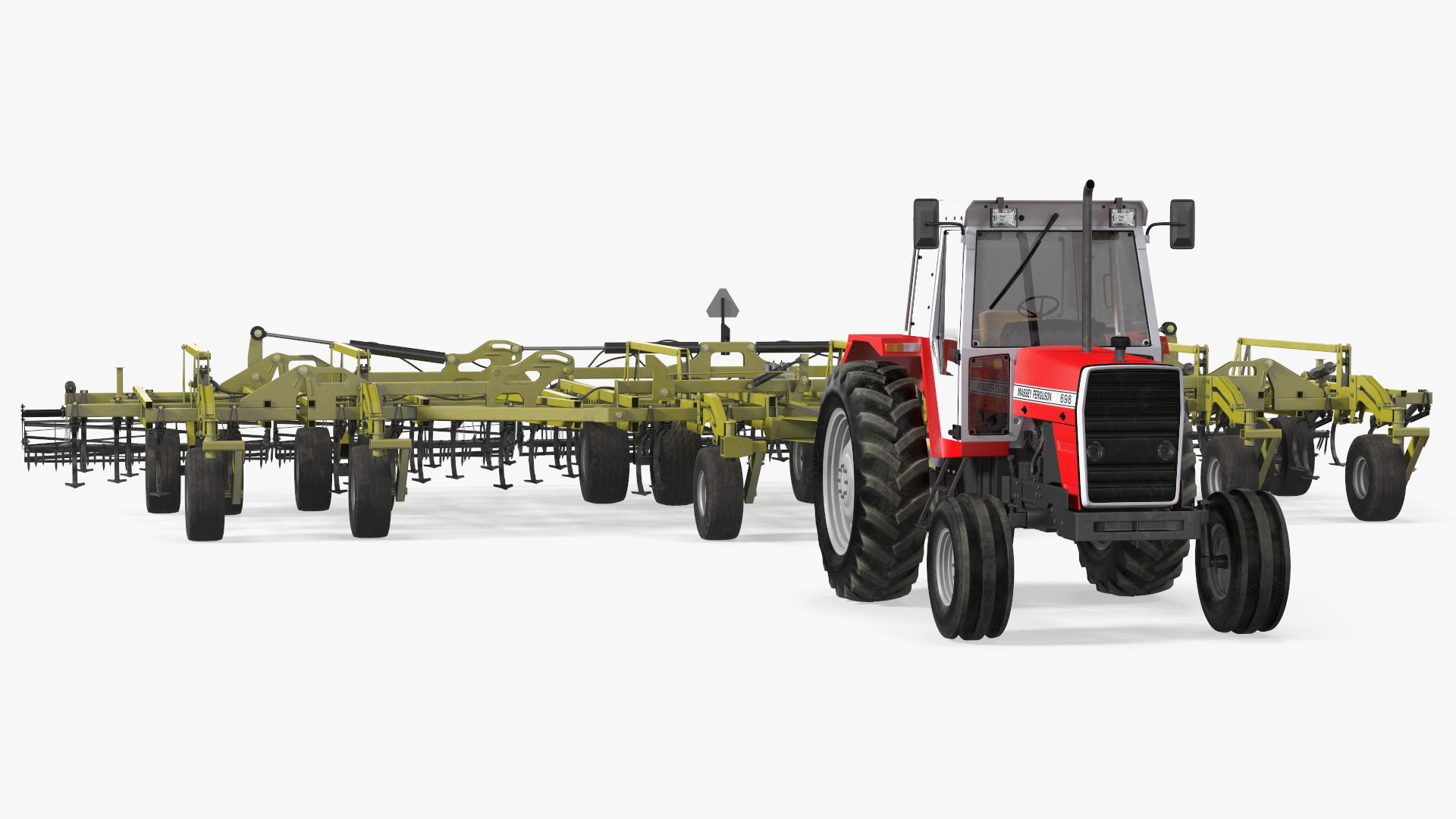 Vintage Tractor Ferguson 698 with Seedbed Cultivator 3D