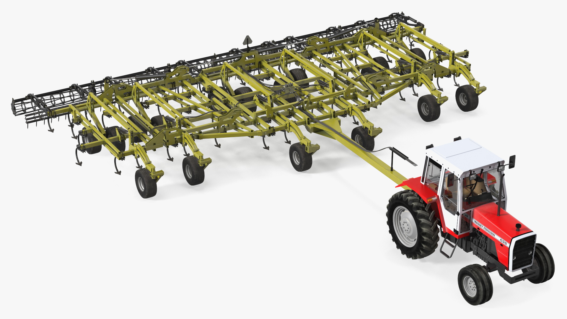 Vintage Tractor Ferguson 698 with Seedbed Cultivator 3D