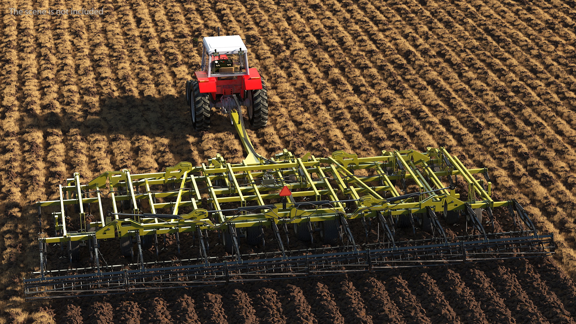 Vintage Tractor Ferguson 698 with Seedbed Cultivator 3D