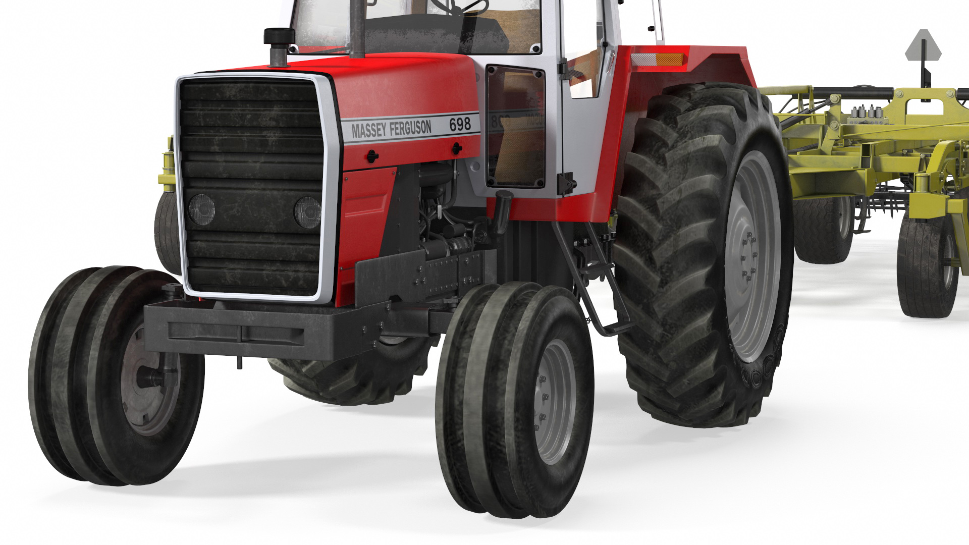 Vintage Tractor Ferguson 698 with Seedbed Cultivator 3D