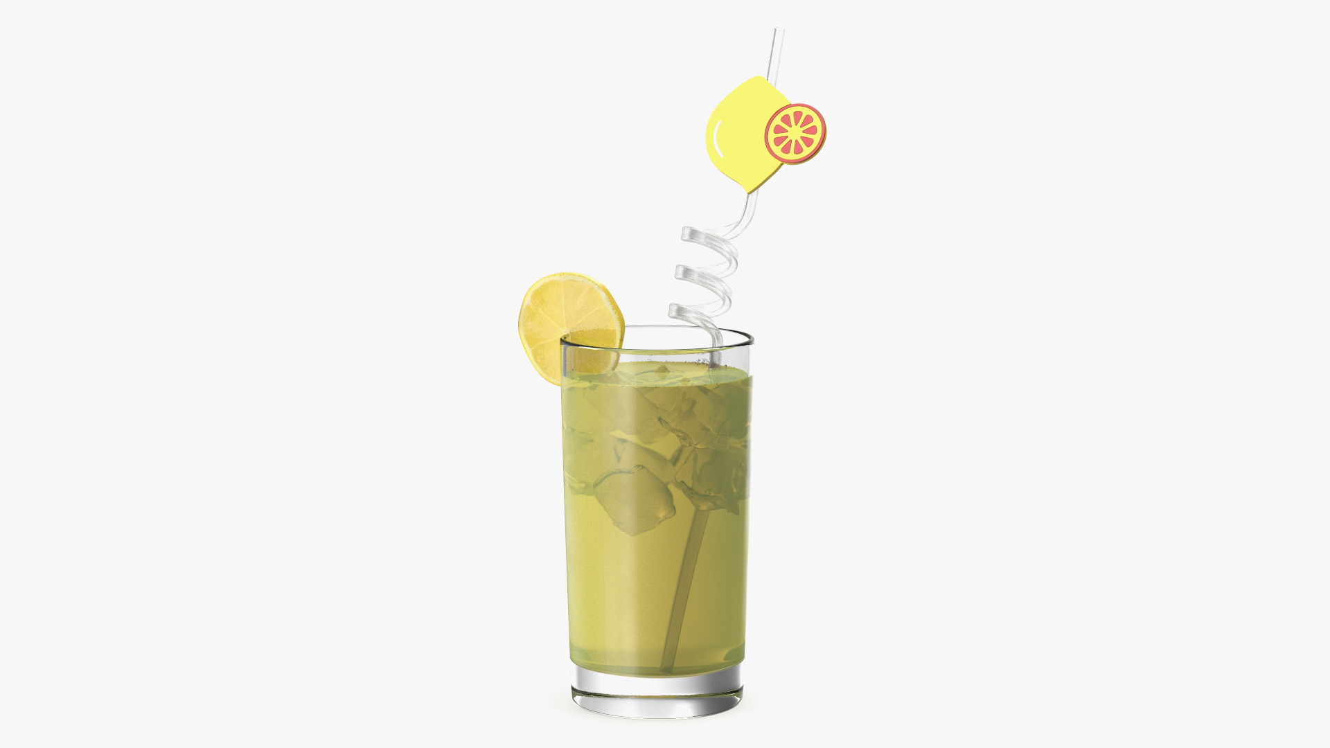 3D Lemonade with Fruit Plastic Straw model