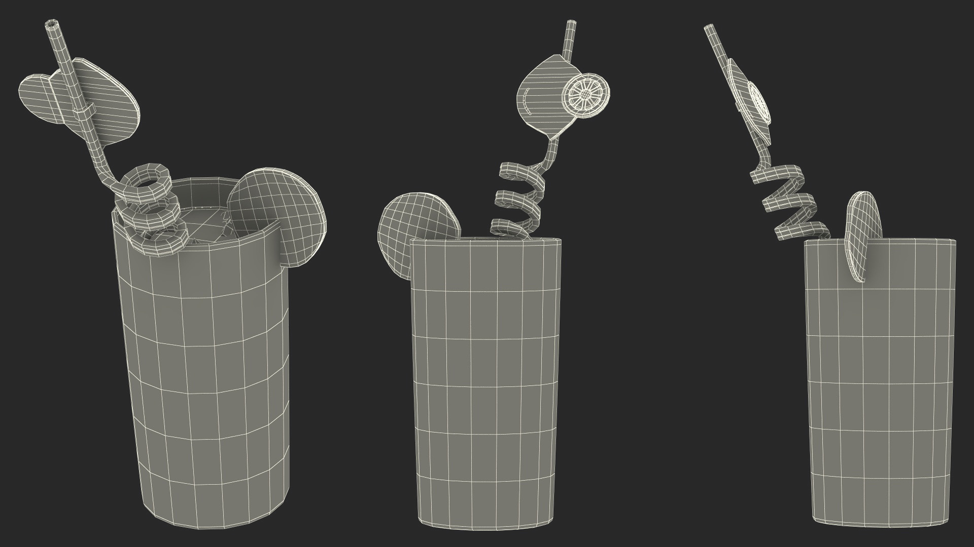 3D Lemonade with Fruit Plastic Straw model