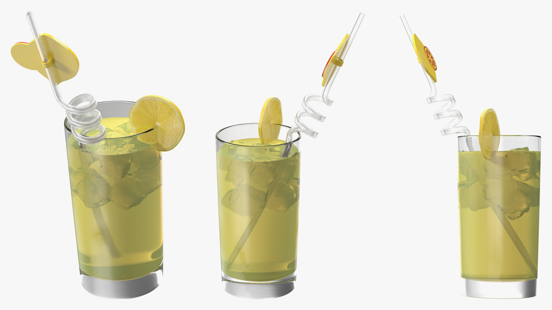3D Lemonade with Fruit Plastic Straw model