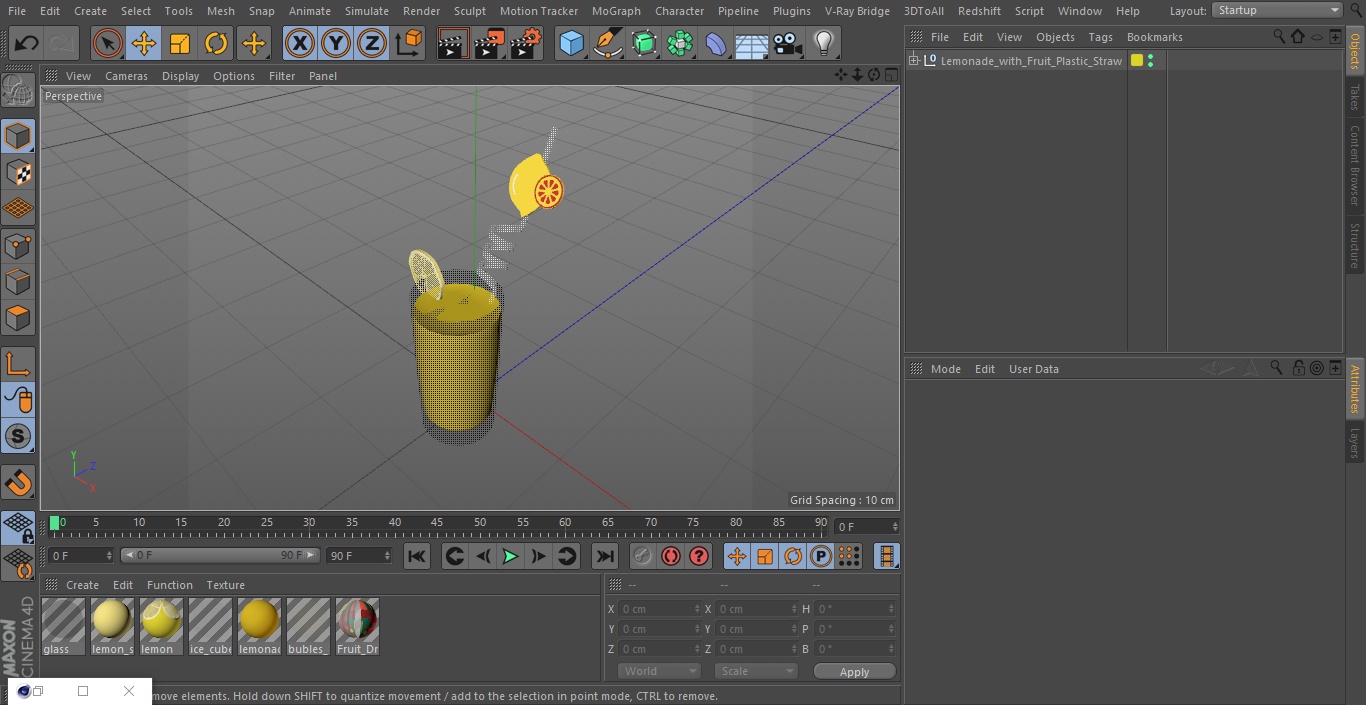 3D Lemonade with Fruit Plastic Straw model