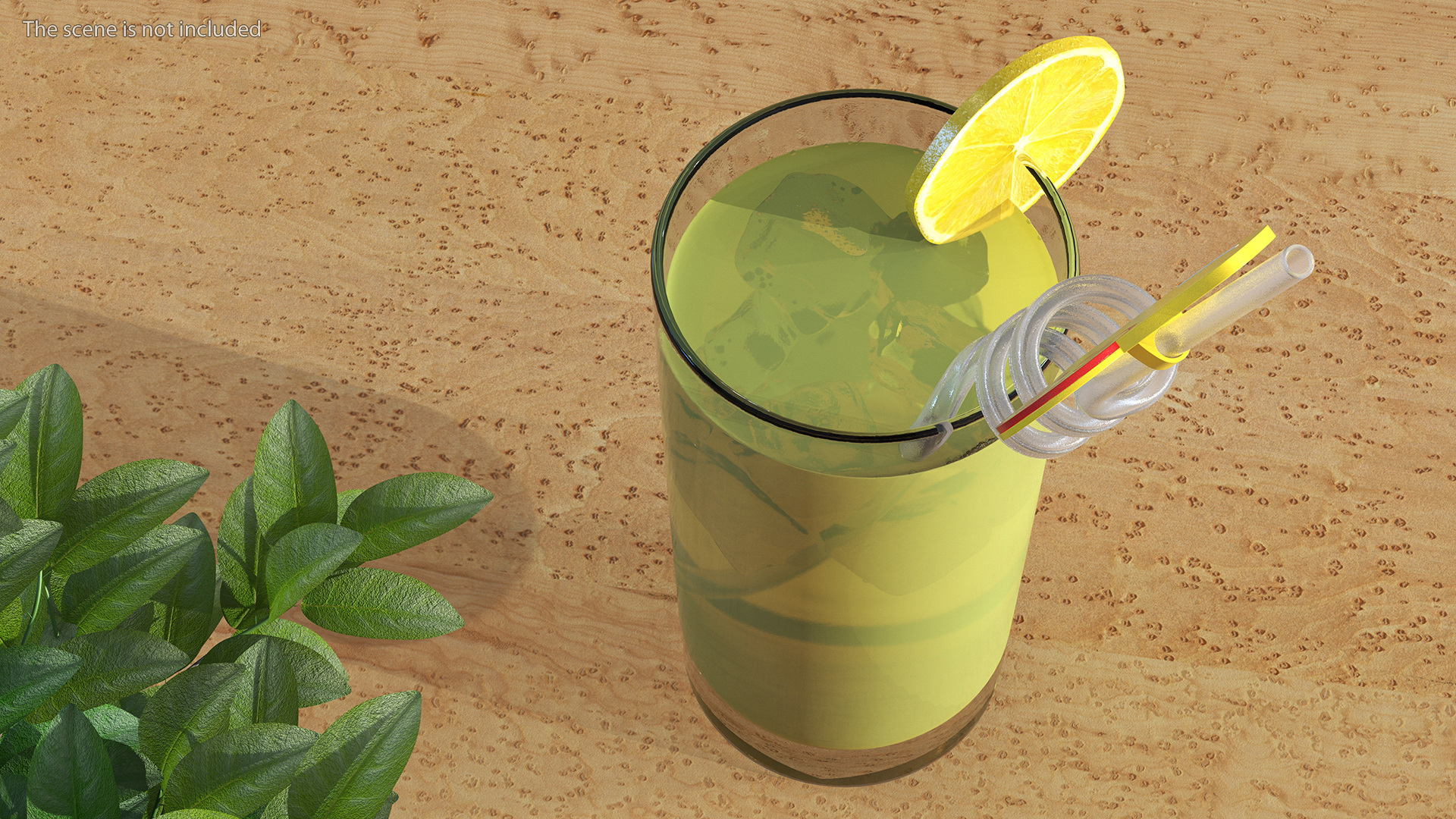 3D Lemonade with Fruit Plastic Straw model