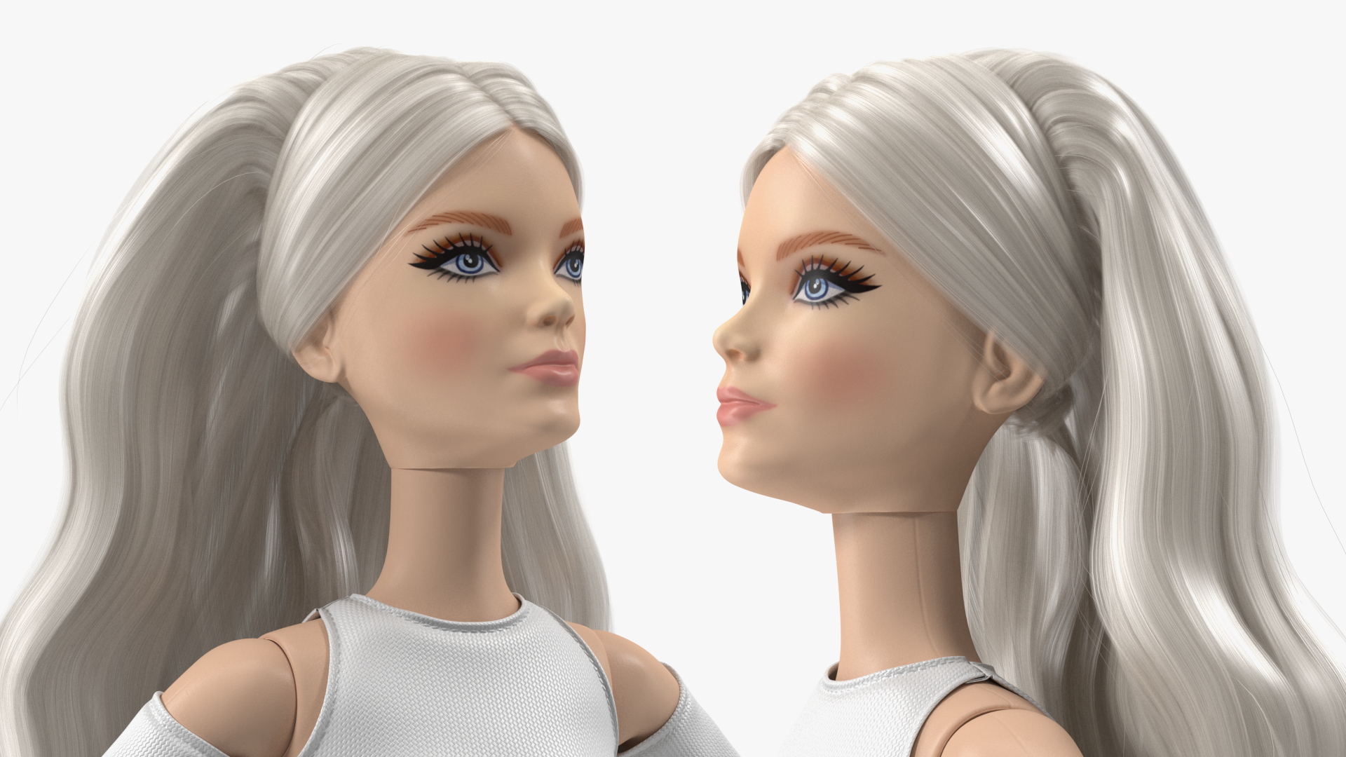 3D Barbie Doll White Dress model