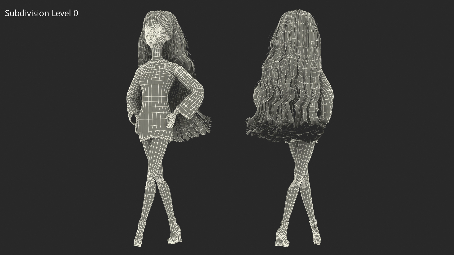 3D Barbie Doll White Dress model