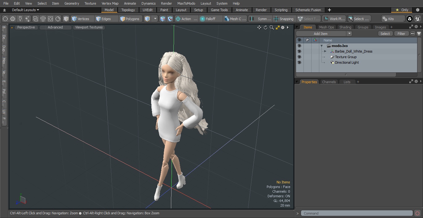 3D Barbie Doll White Dress model