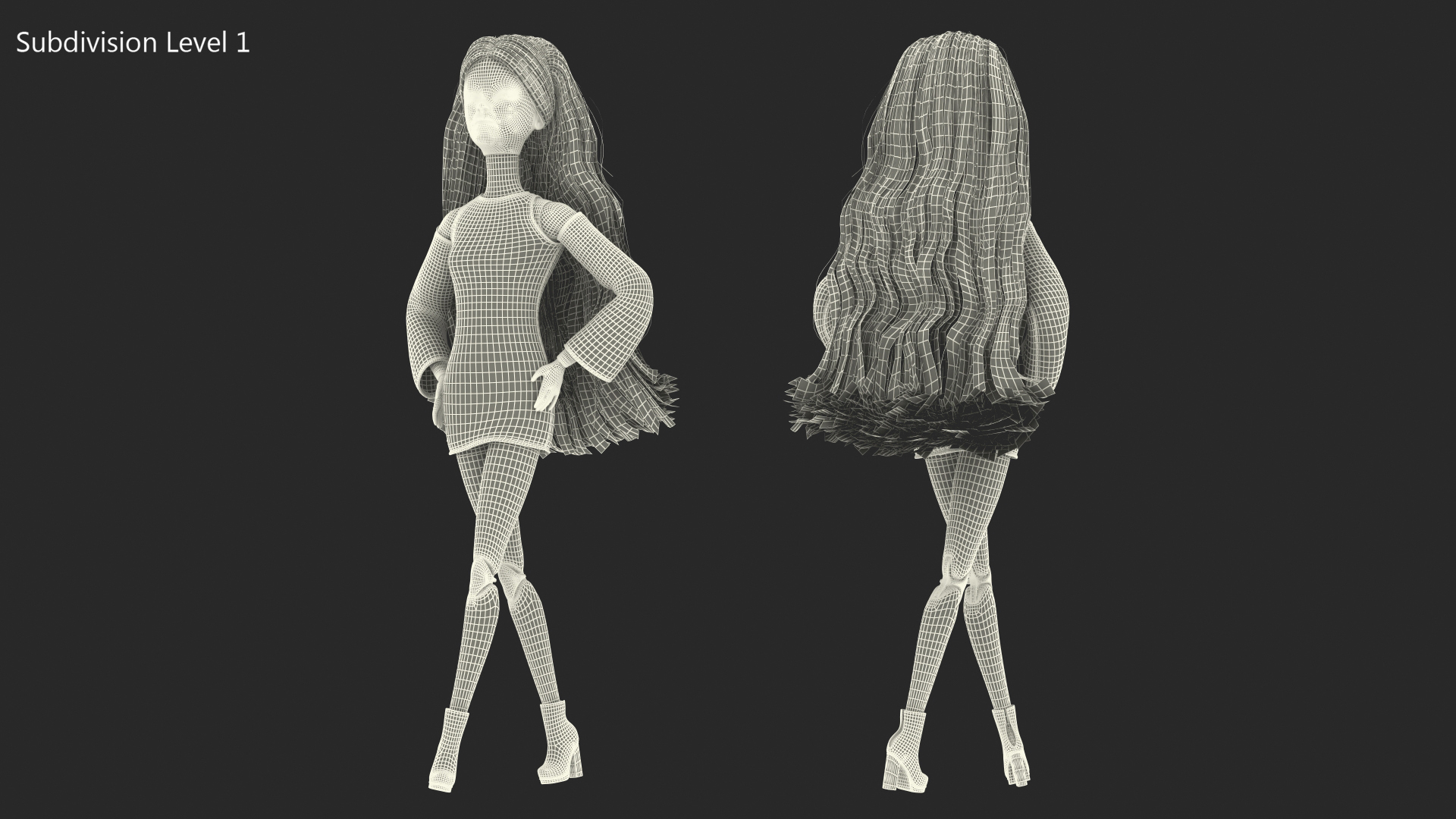 3D Barbie Doll White Dress model