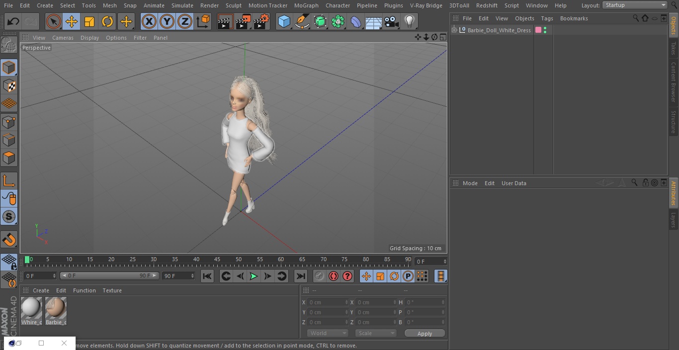 3D Barbie Doll White Dress model