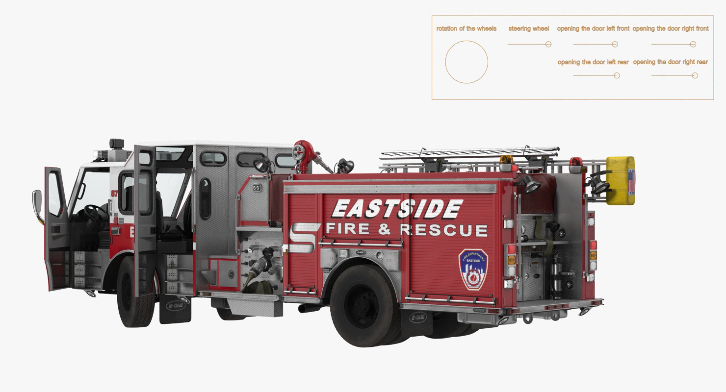 3D Eastside Fire Rescue E One Quest Pumper Rigged