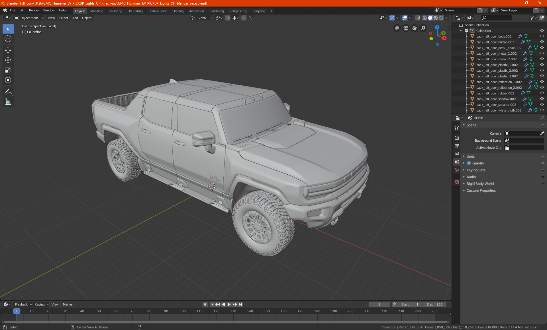 3D model GMC Hummer EV PICKUP Lights On
