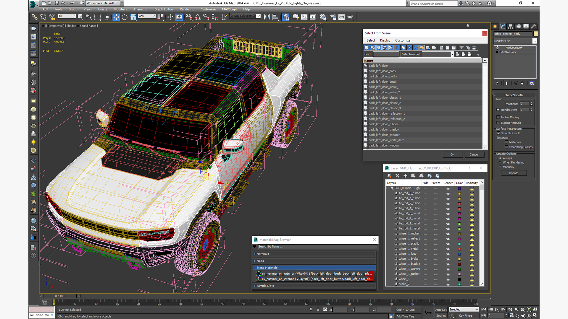 3D model GMC Hummer EV PICKUP Lights On