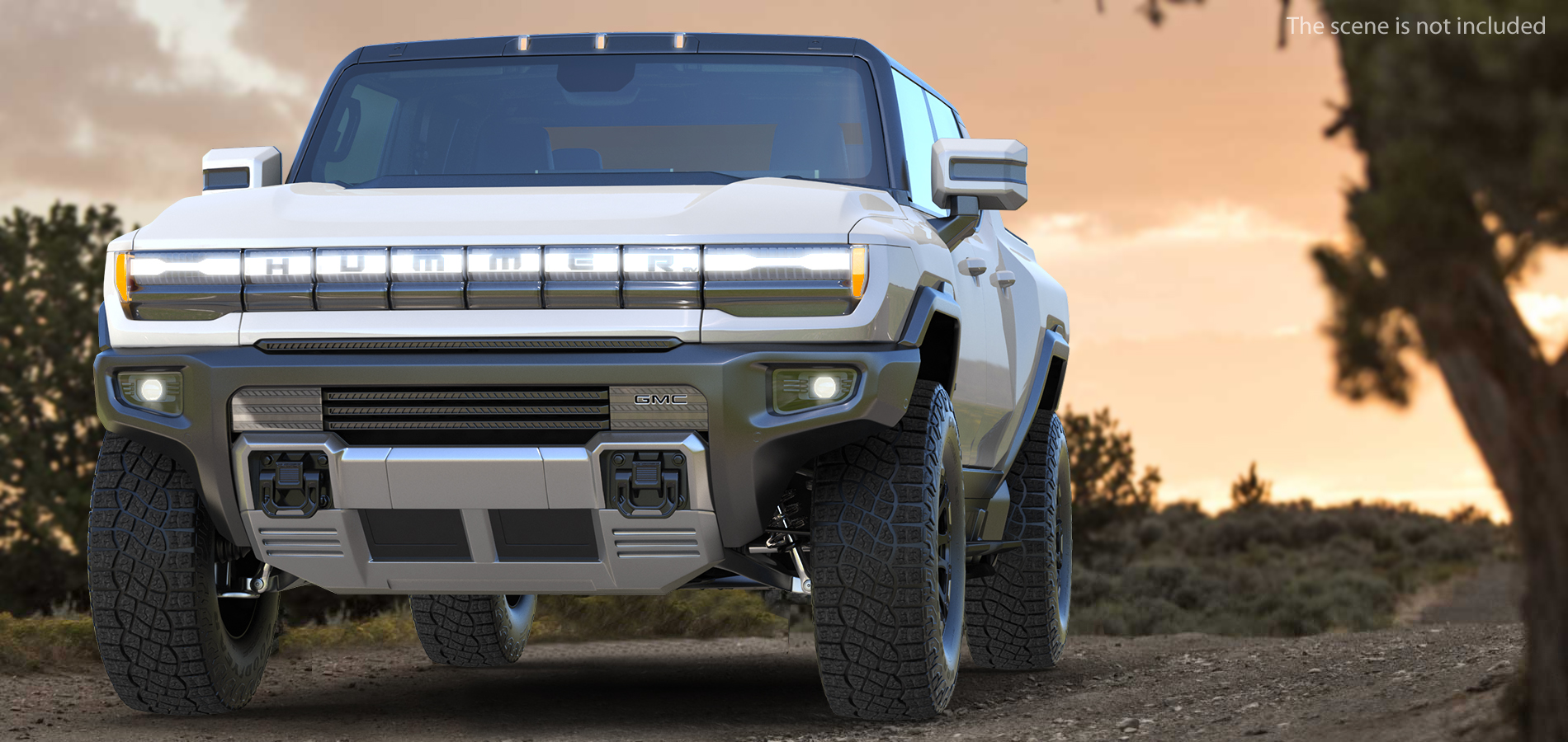 3D model GMC Hummer EV PICKUP Lights On