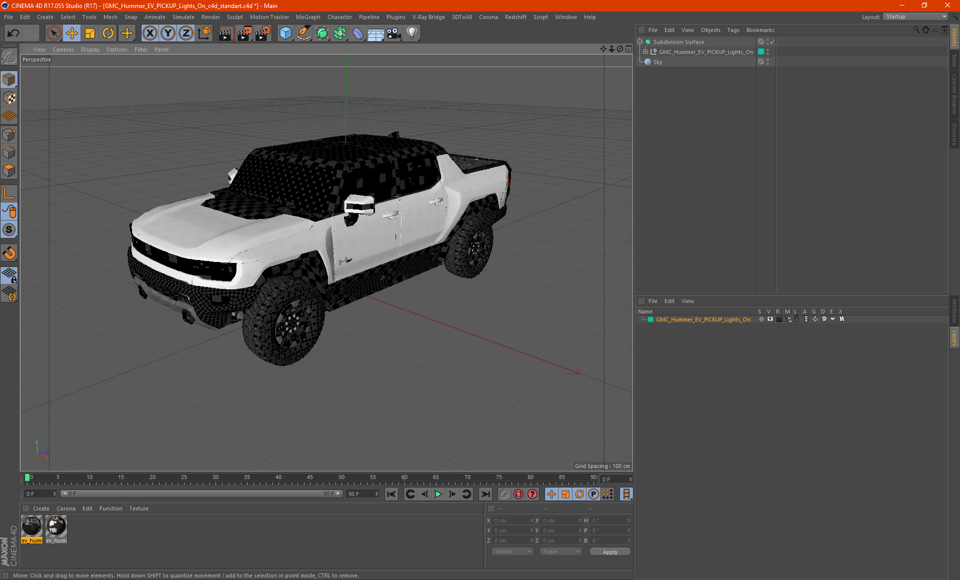 3D model GMC Hummer EV PICKUP Lights On