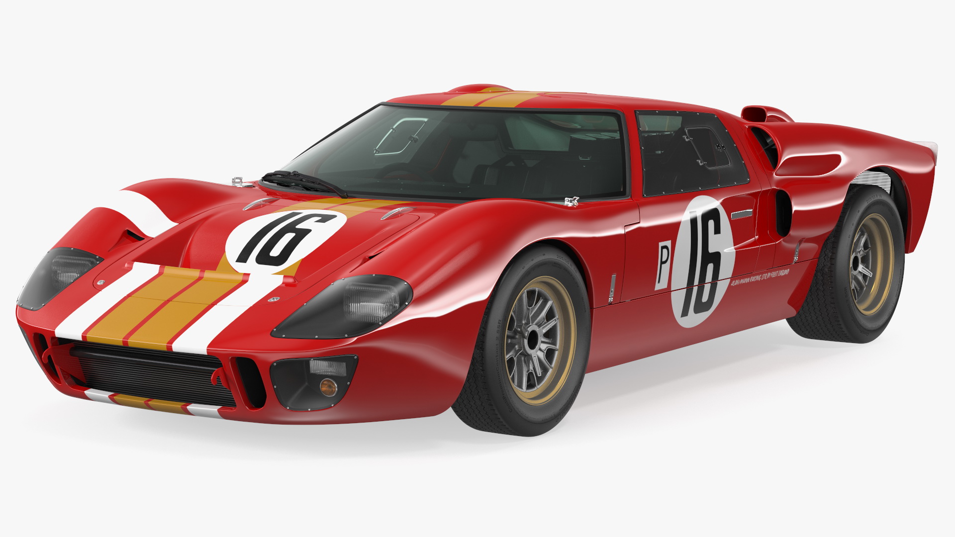 3D Ford GT40 Racing Car Red Rigged