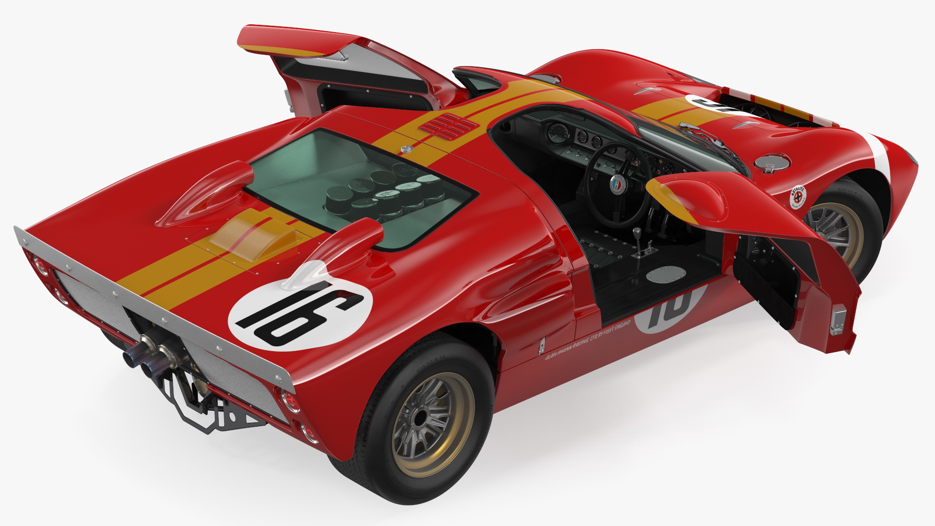 3D Ford GT40 Racing Car Red Rigged