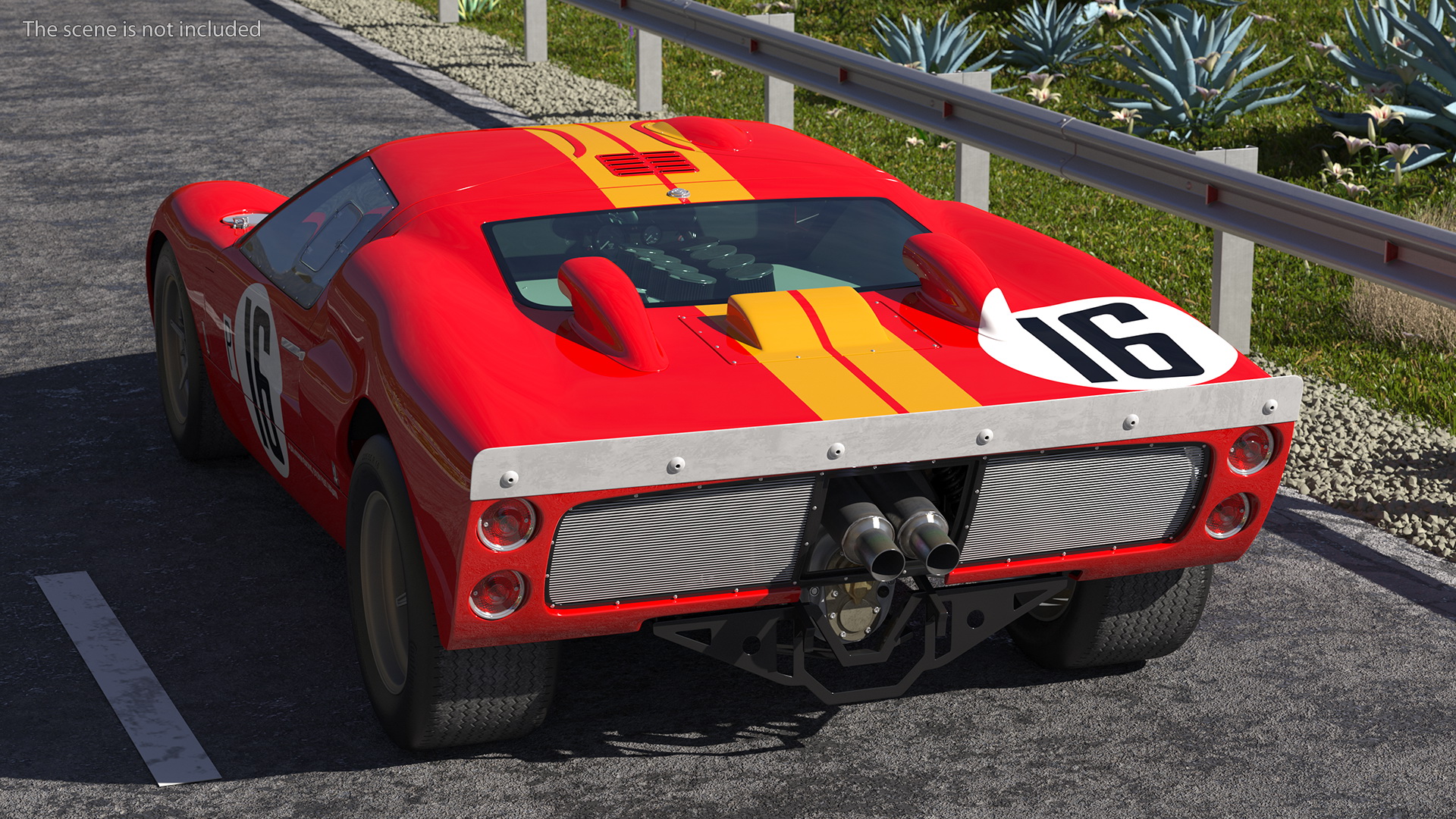 3D Ford GT40 Racing Car Red Rigged