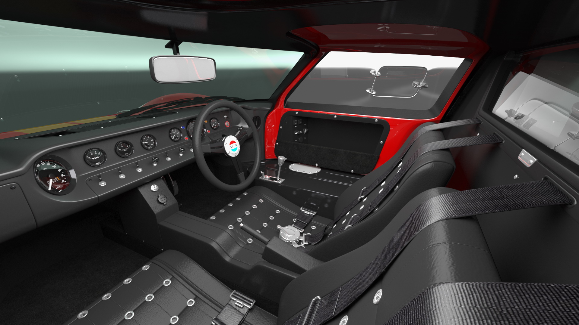 3D Ford GT40 Racing Car Red Rigged