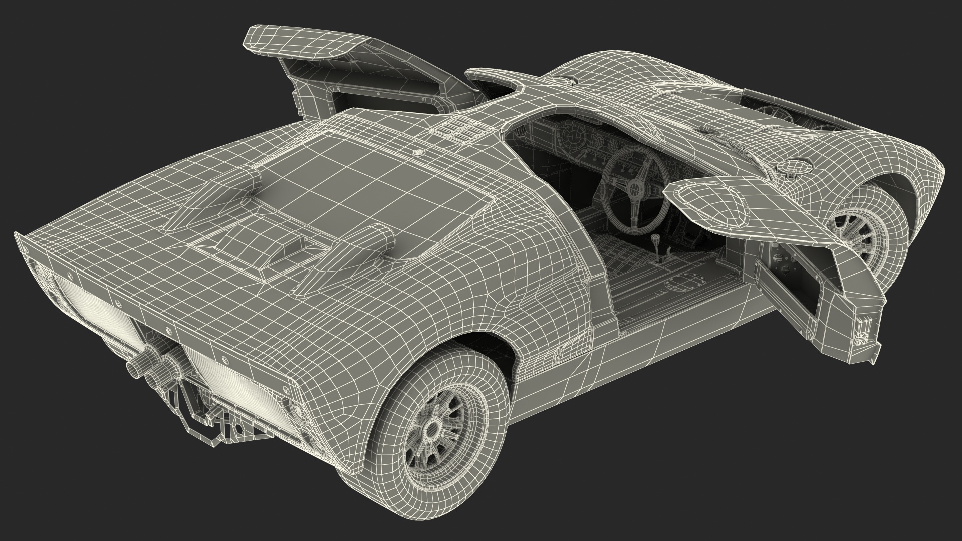 3D Ford GT40 Racing Car Red Rigged