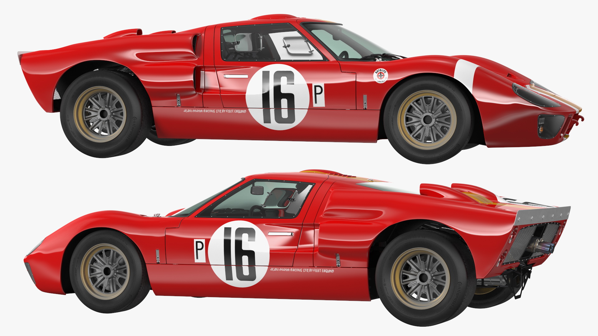 3D Ford GT40 Racing Car Red Rigged