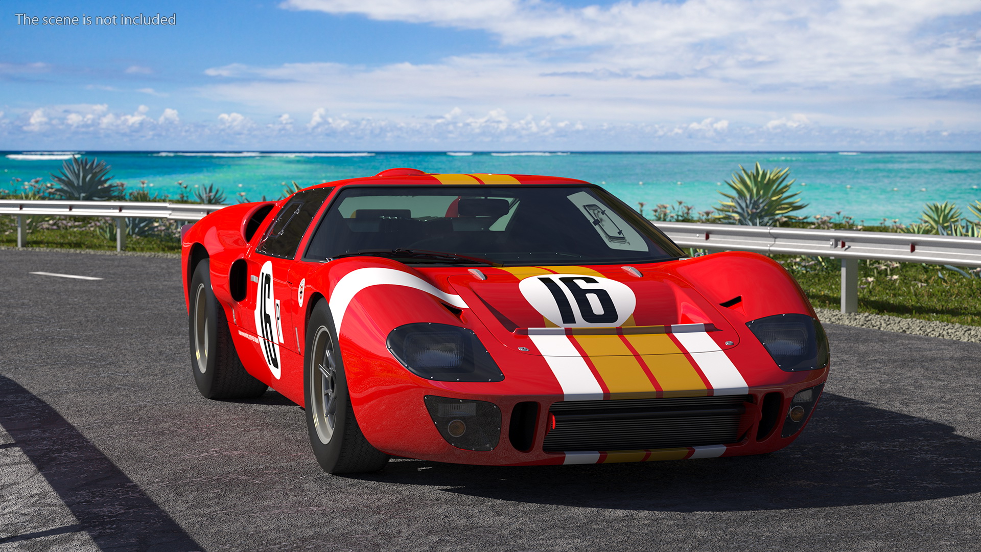 3D Ford GT40 Racing Car Red Rigged