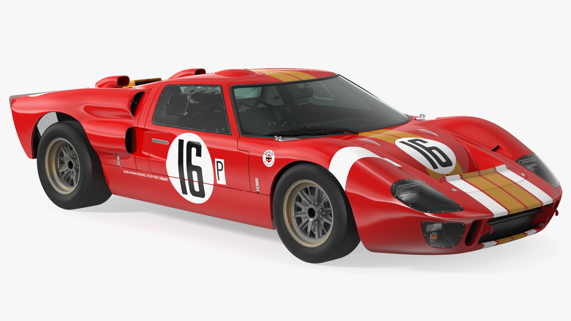 3D Ford GT40 Racing Car Red Rigged