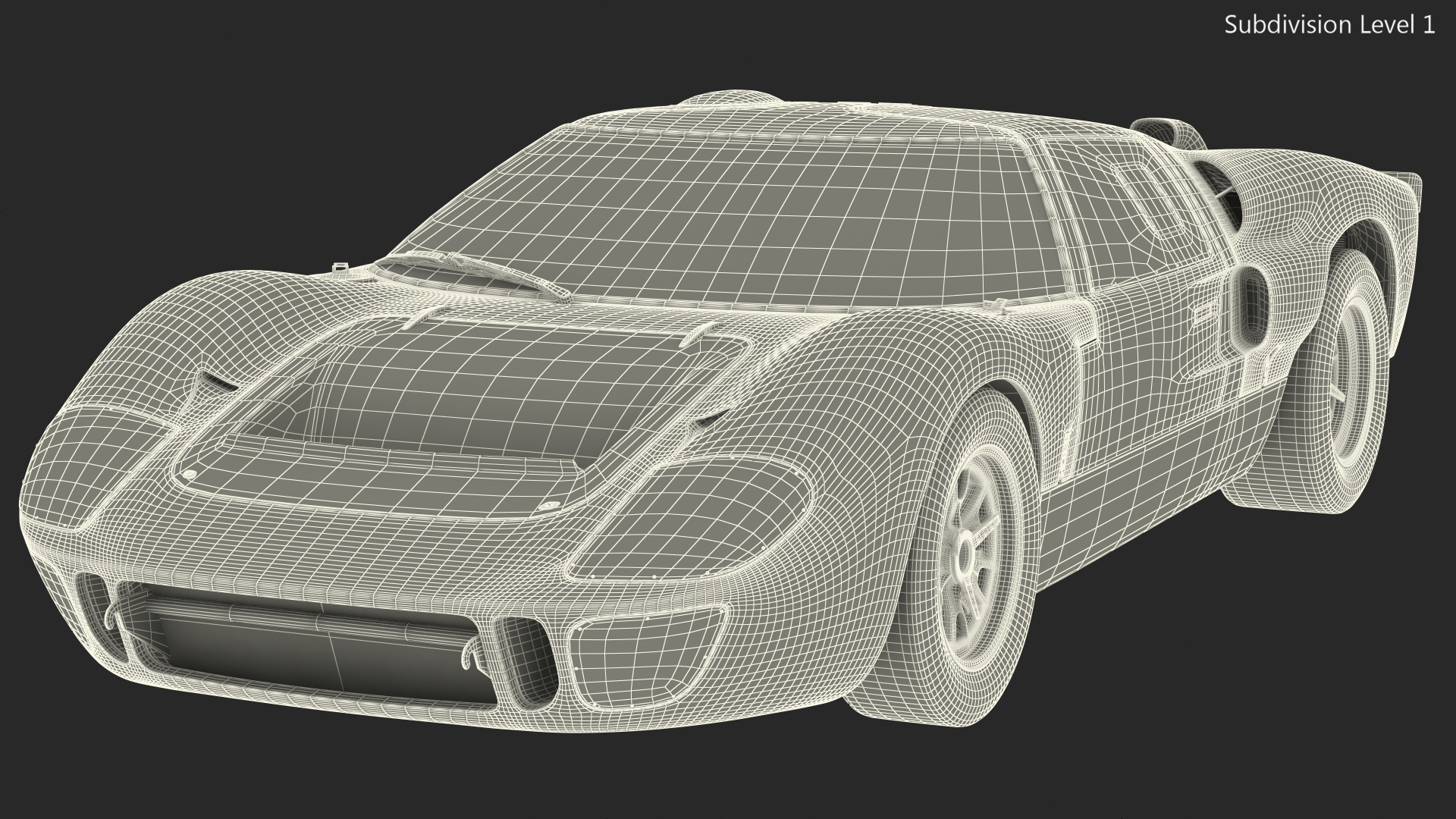 3D Ford GT40 Racing Car Red Rigged
