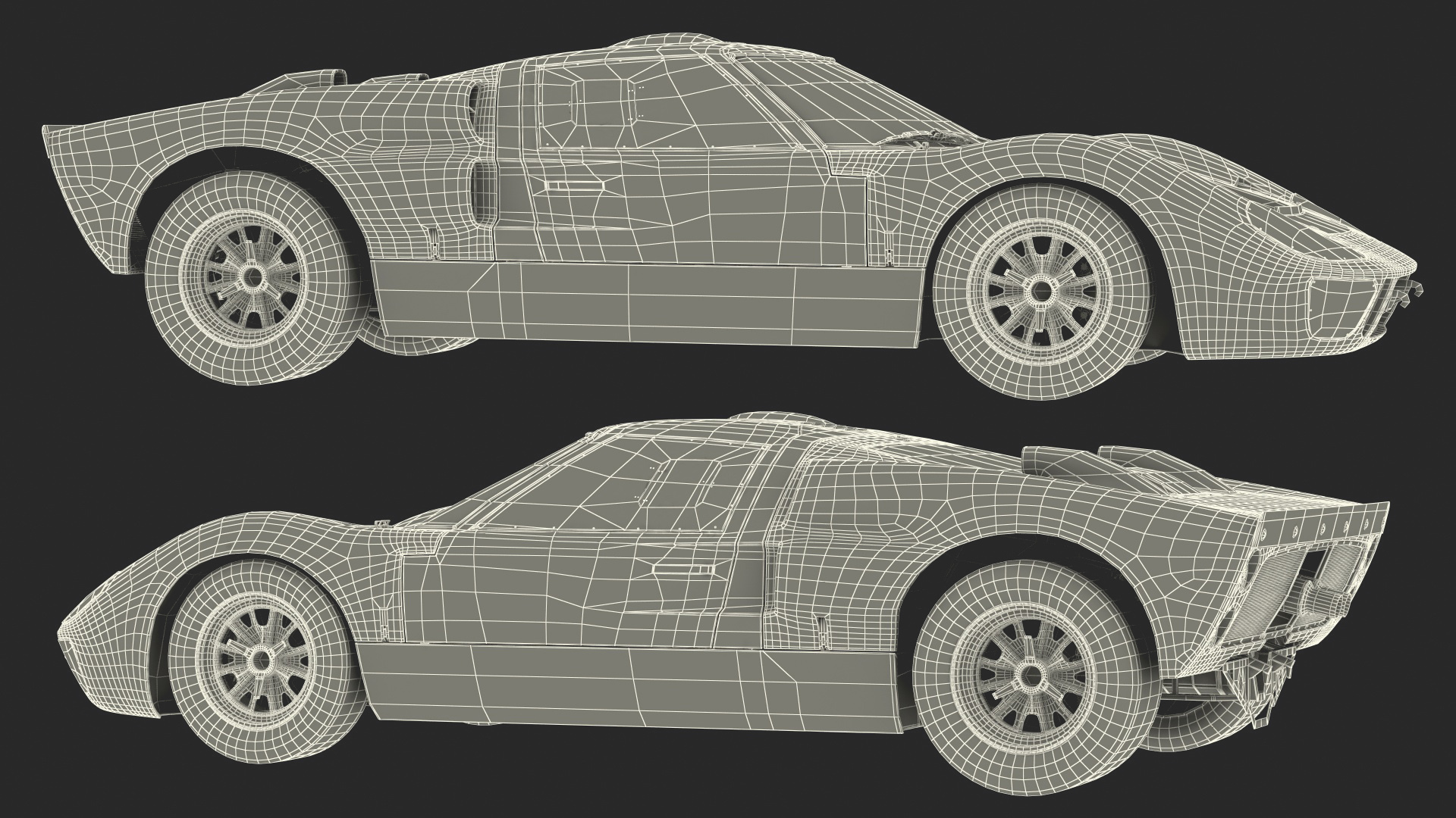 3D Ford GT40 Racing Car Red Rigged